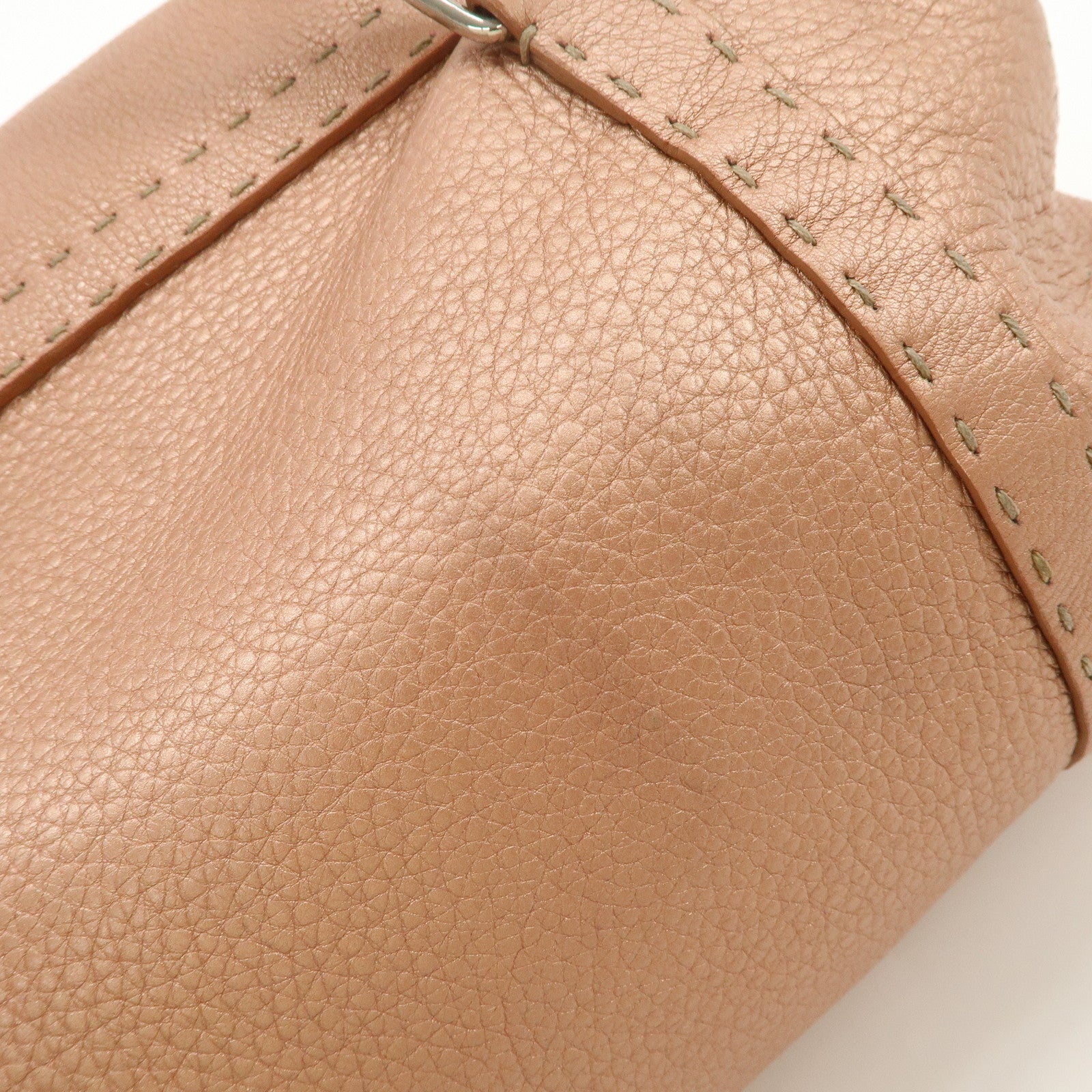 FENDI Selleria Leather Mini Linda Hand Bag Pink Silver Hardware 8BR458 Used