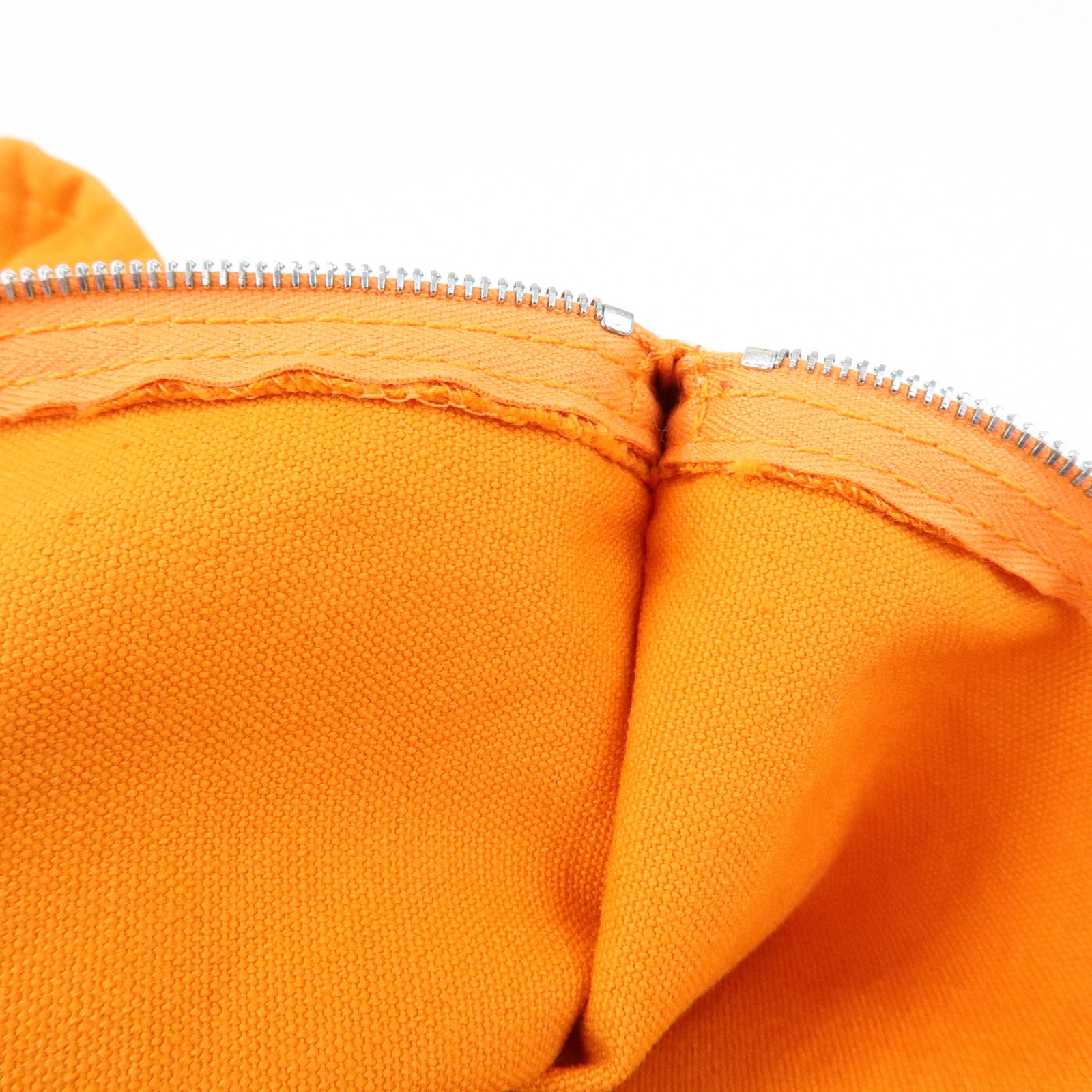 HERMES Cotton Leather Bora Bora GM Flat Pouch Fluorescent Orange