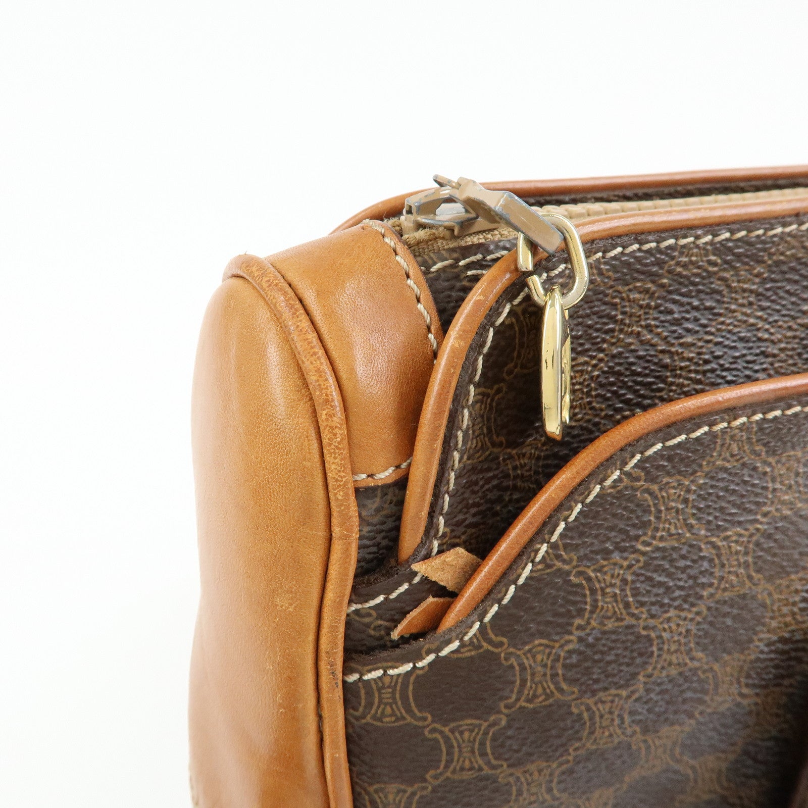 CELINE Macadam PVC Leather Tote Bag Shoulder Bag Hand Bag Brown