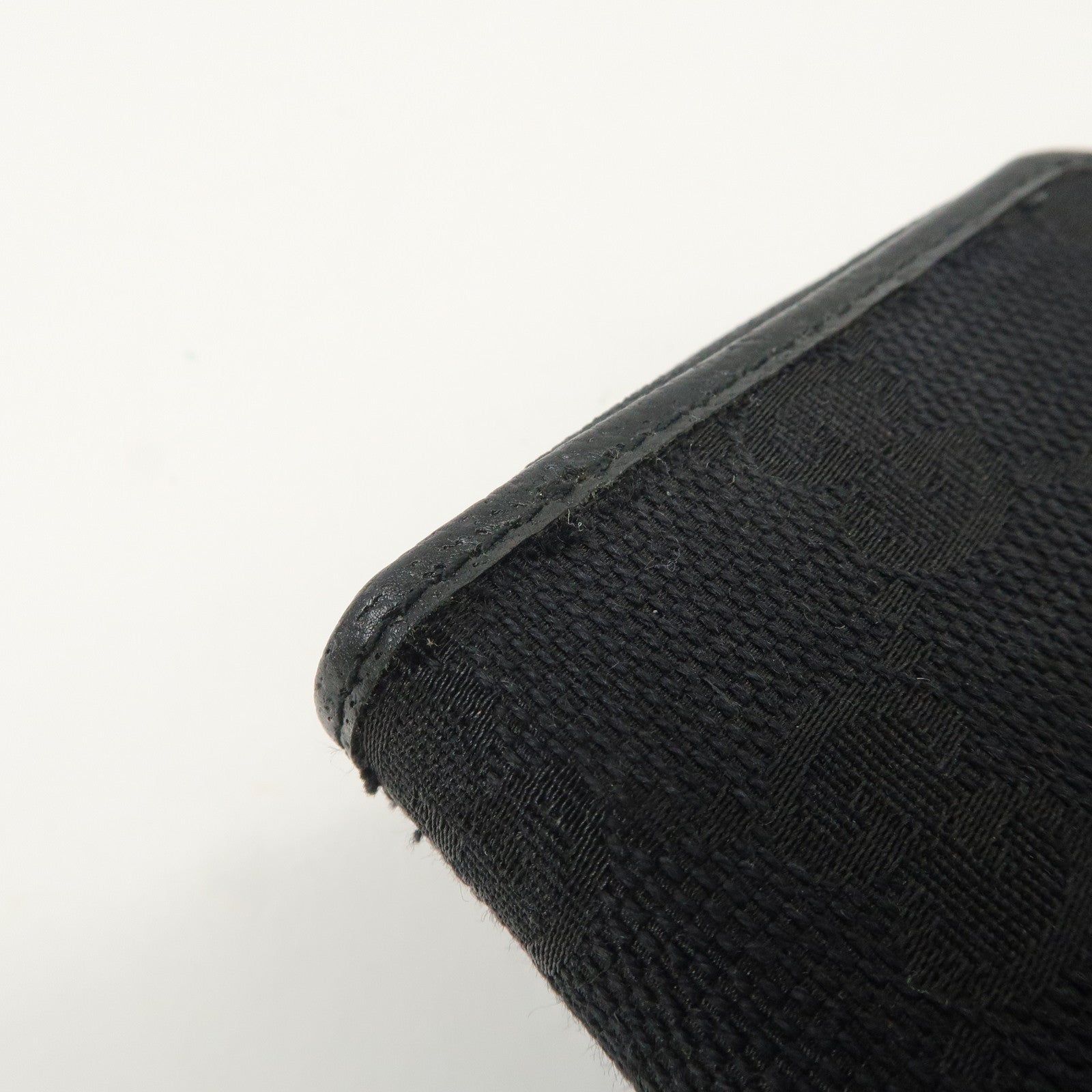 GUCCI GG Canvas Leather Coin Case Coin Purse Black 115255 Used