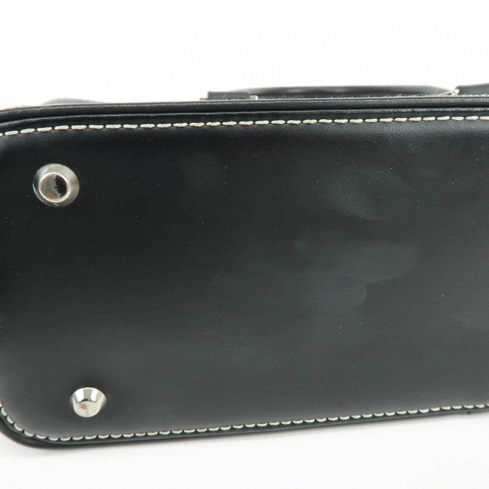 BURBERRY Canvas Leather Hand Bag Tote Bag Black