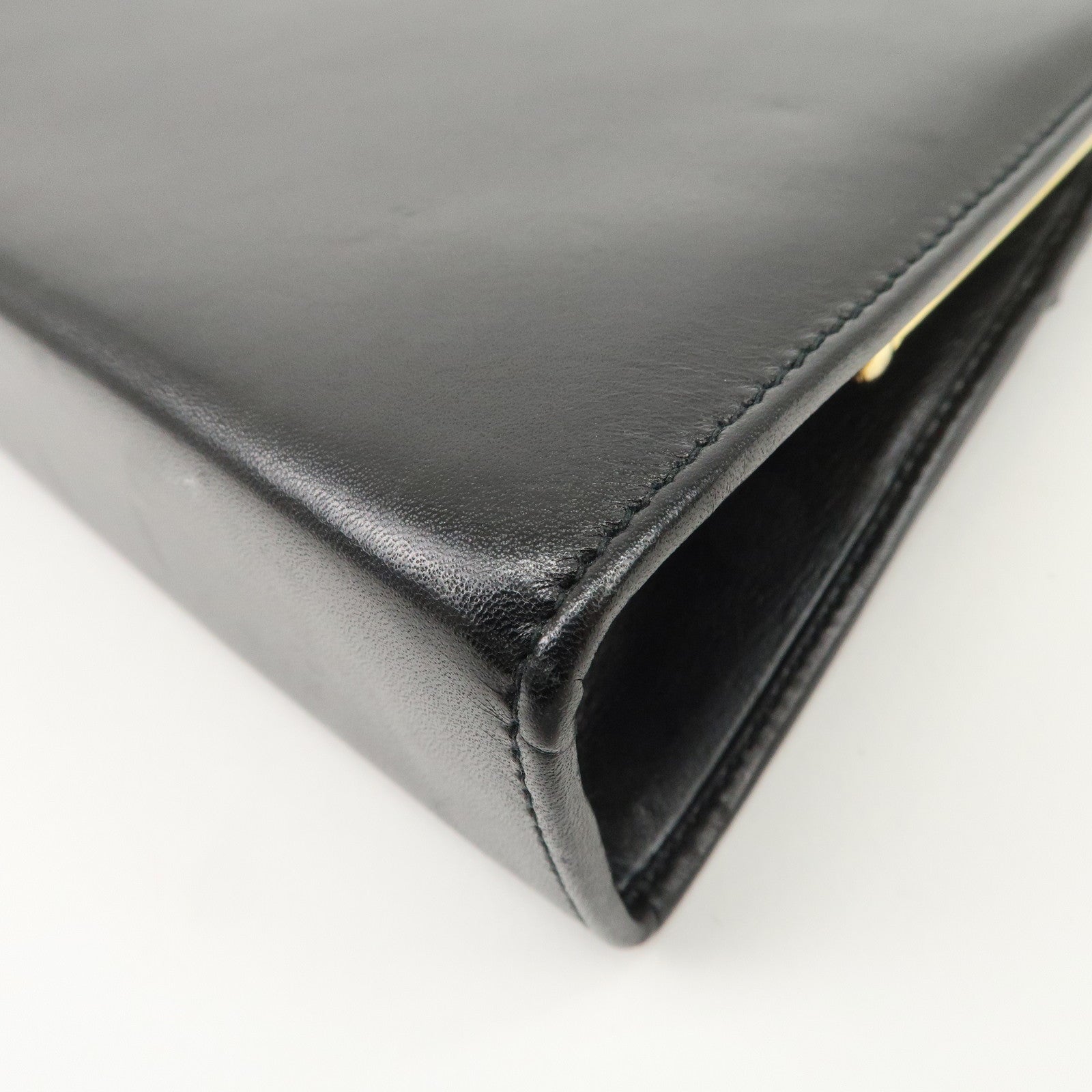 Ferragamo Vara Leather Ribbon Mini Chain Shoulder Bag Black Used