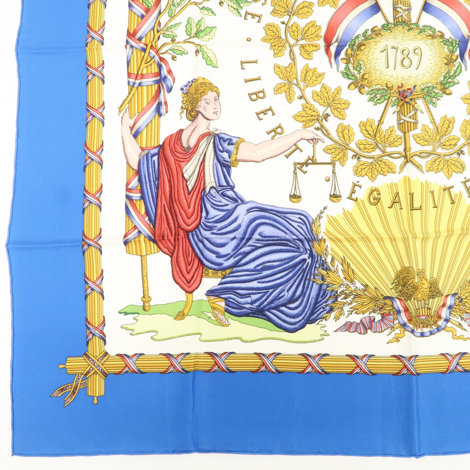 HERMES Carre 90 LIBERTE EGALITE FRATERNITE Silk 100% Scarf