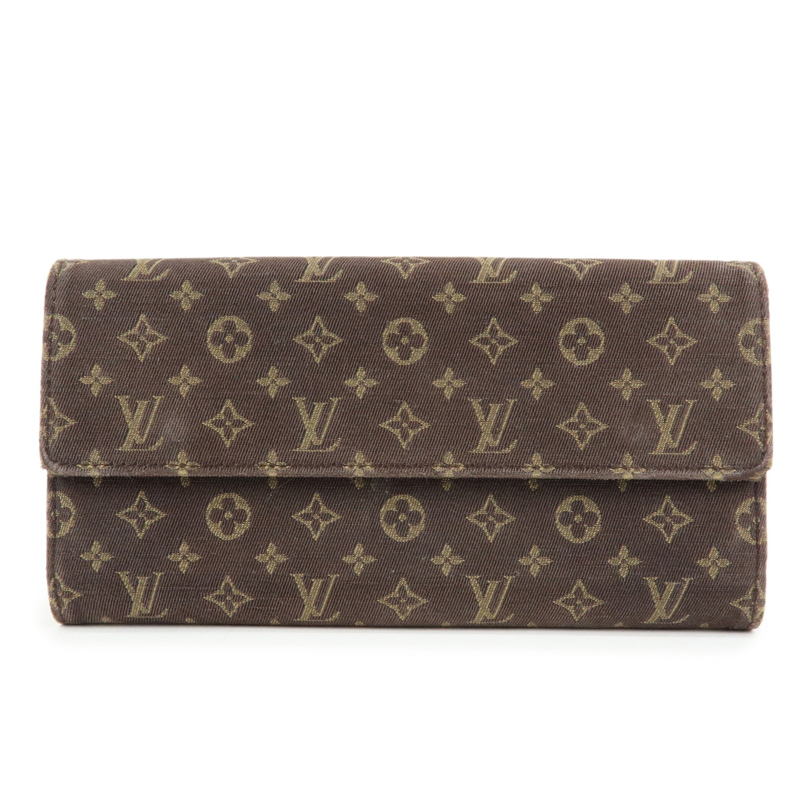 Louis Vuitton Monogram Mini Lin Canvas Long Wallet Brown M95234
