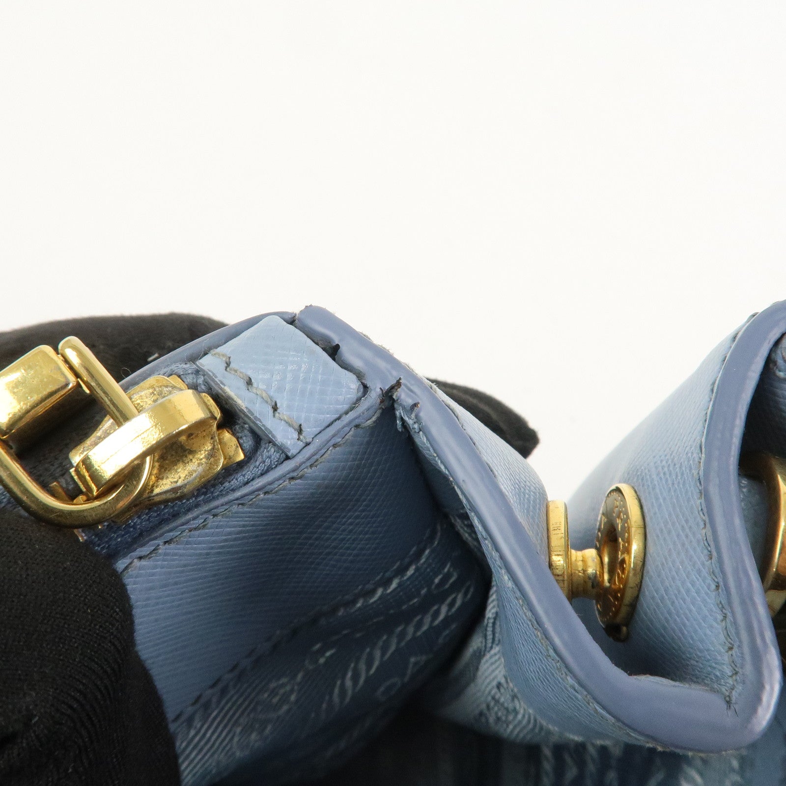 PRADA Triangle Logo Galleria 2Way Bag Shoulder Bag Light Blue BN2863