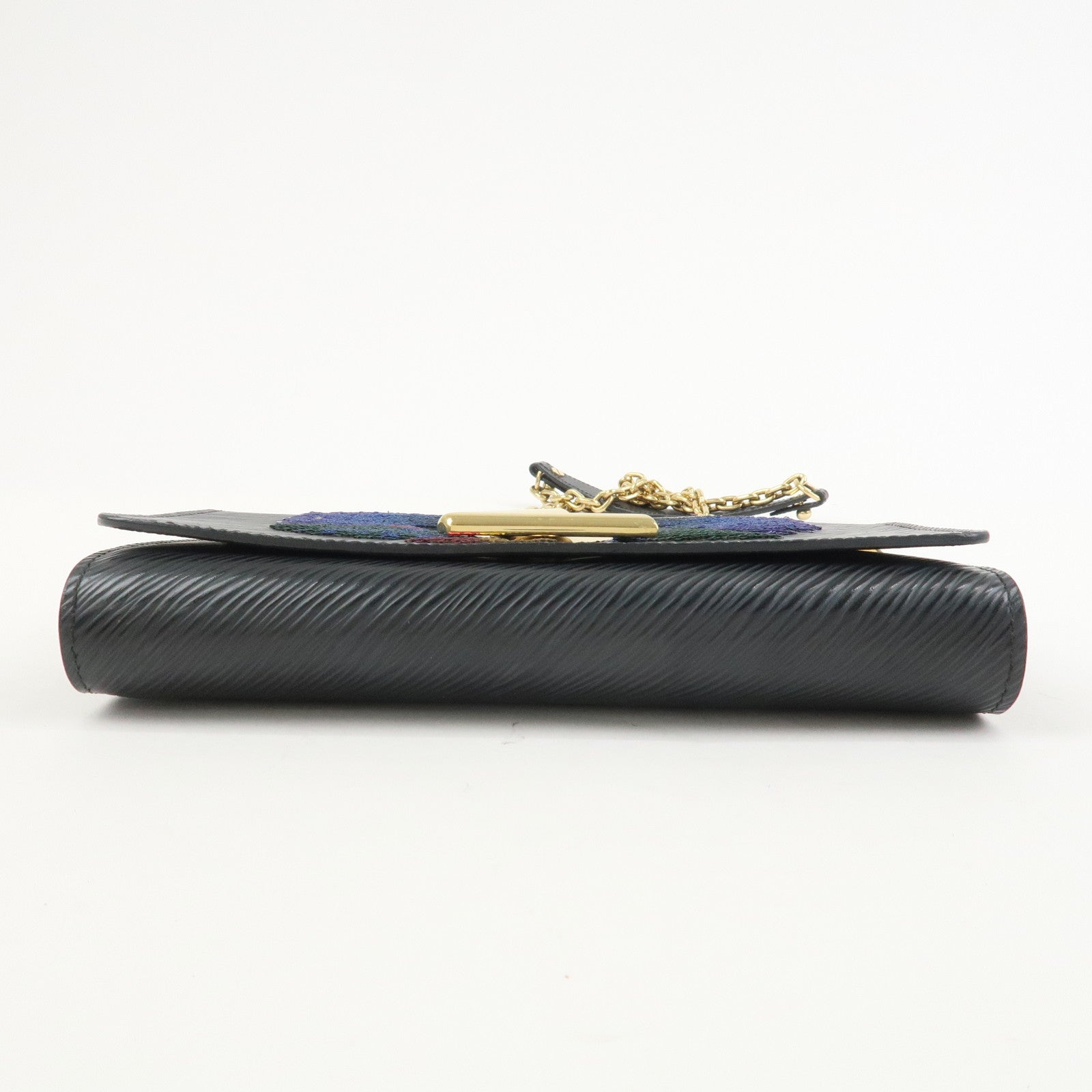 Louis Vuitton Epi Portefeuille Twist Chain Wallet Noir Black N64798