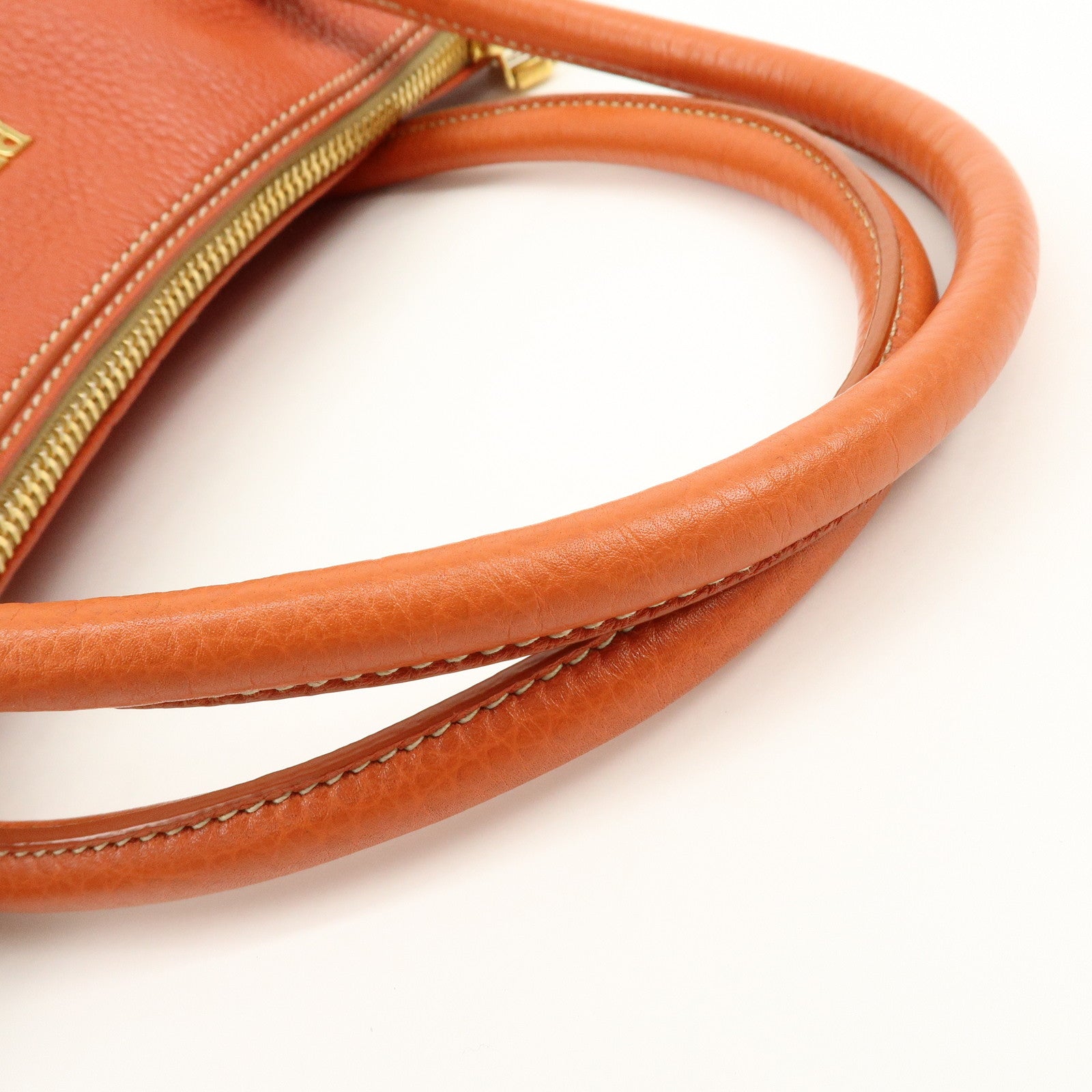 PRADA Logo Leather 2Way Bag Hand Bag Shoulder Bag Orange