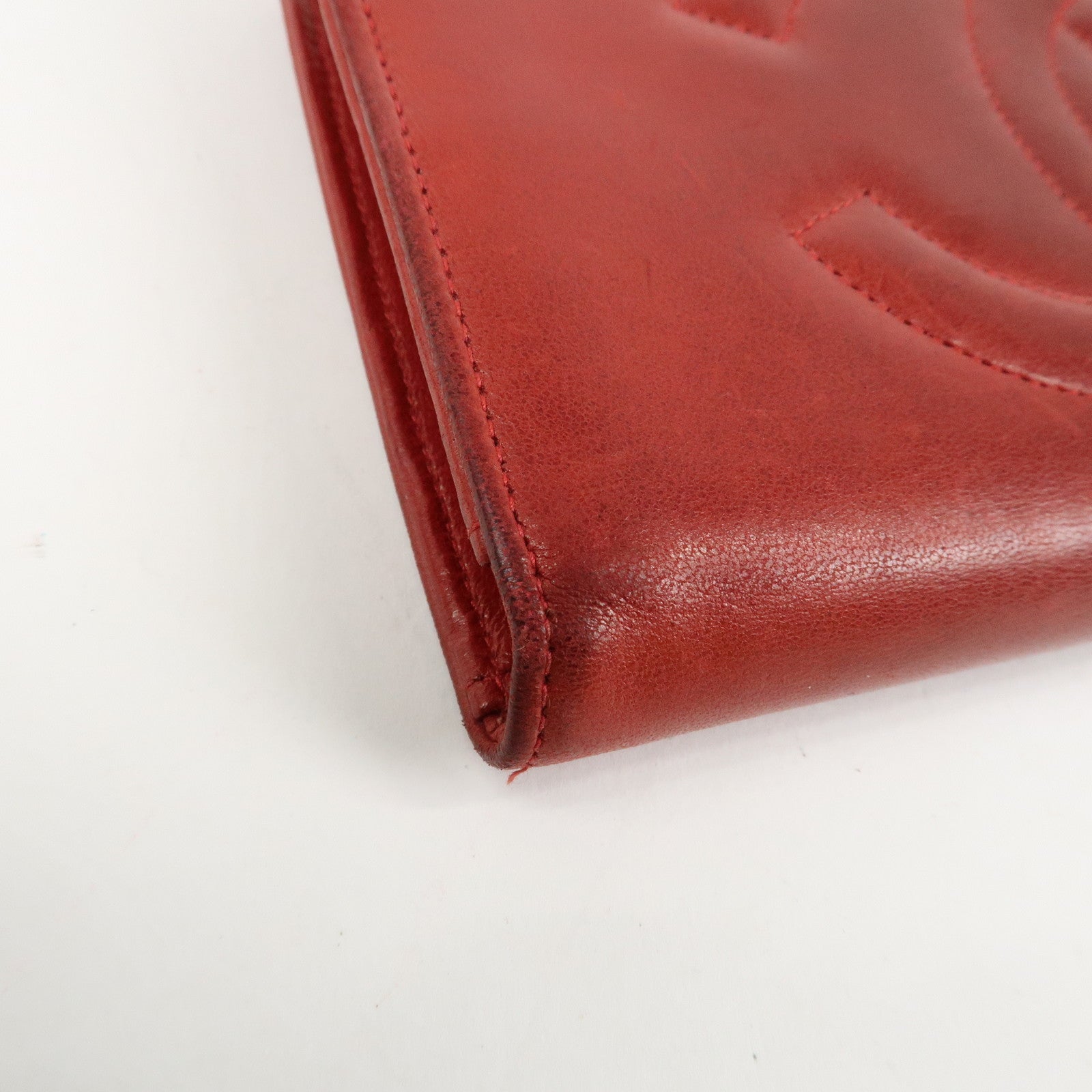 CHANEL COCO Mark Caviarskin Bi-fold Wallet Red A01429 Used