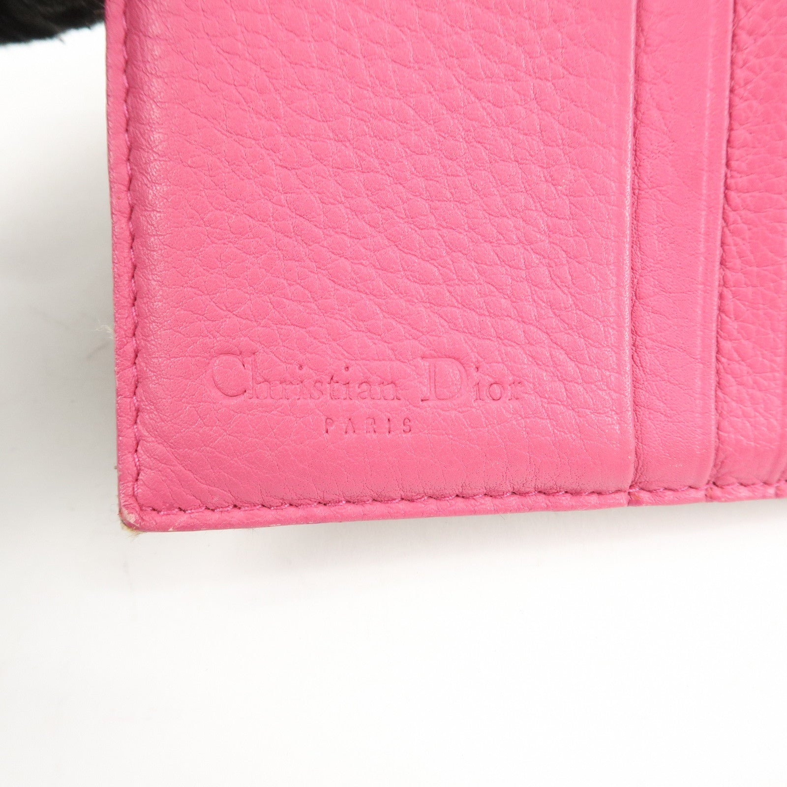 Christian Dior Street Chic Trotter Canvas Leather W Hook Wallet Pink Used