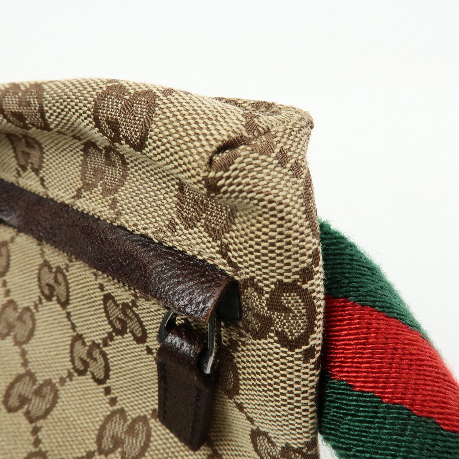 GUCCI Sherry GG Canvas Waist Pouch Body Bag Beige Brown 28566