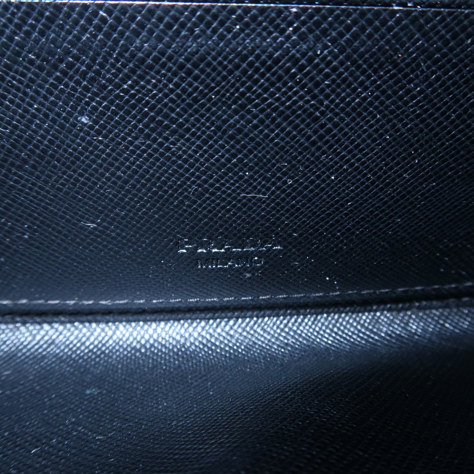 PRADA Saffiano Leather Envelope Flap Long Wallet Black 1M1175 Used