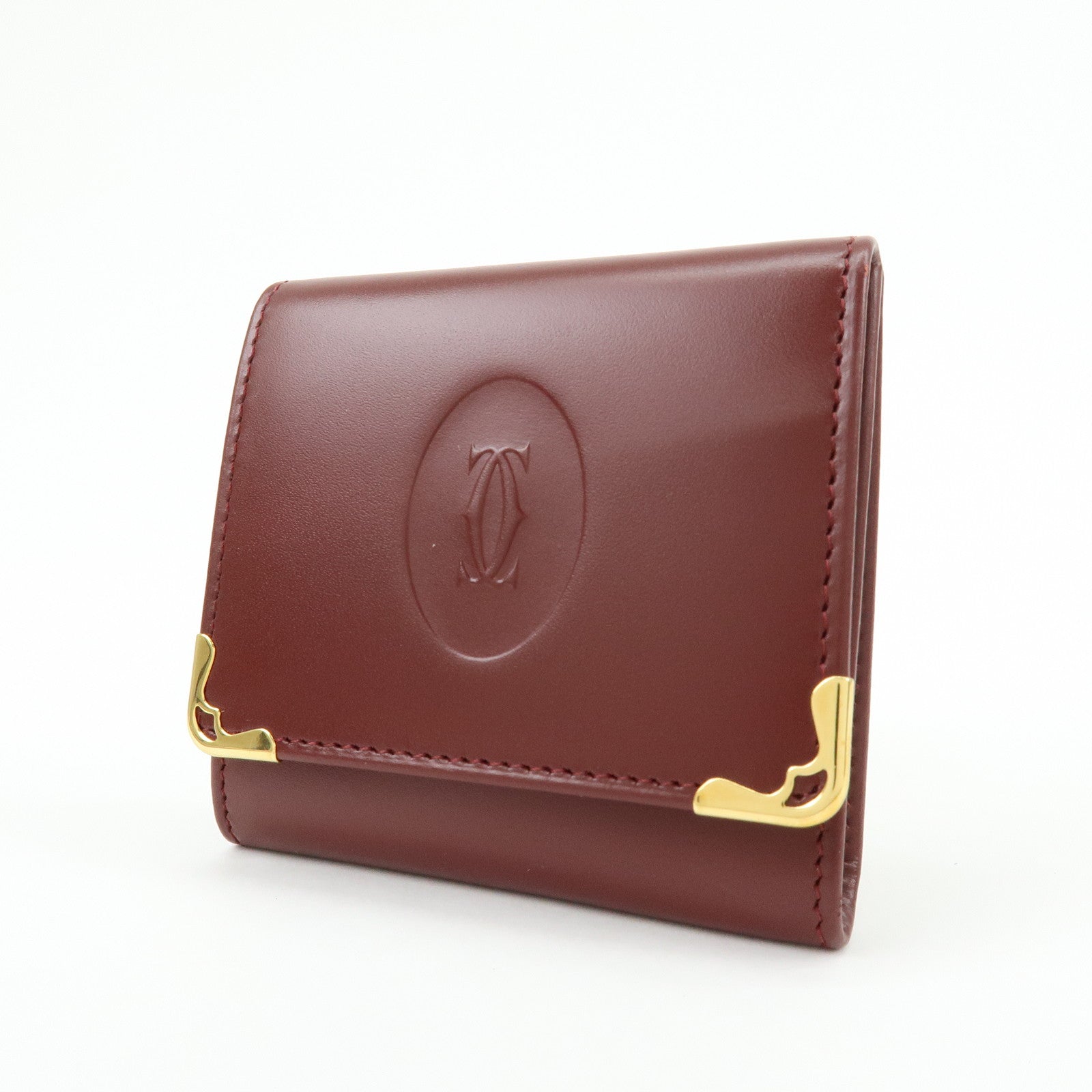Cartier Must de Cartier Calf Skin Leather Coin Case Bordeaux