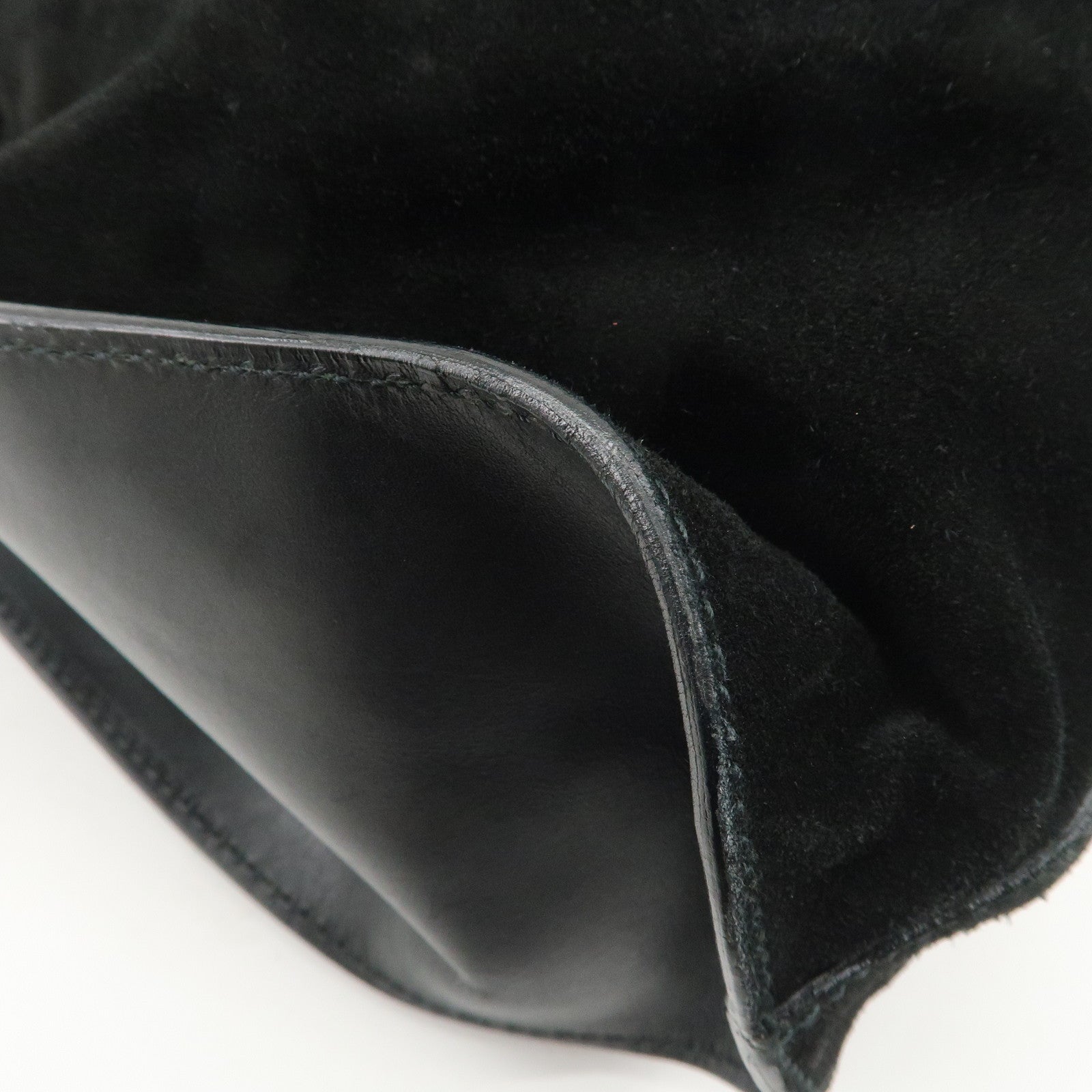 GUCCI Logo Suede Leather Shoulder Bag Hand Bag Black 001・4332