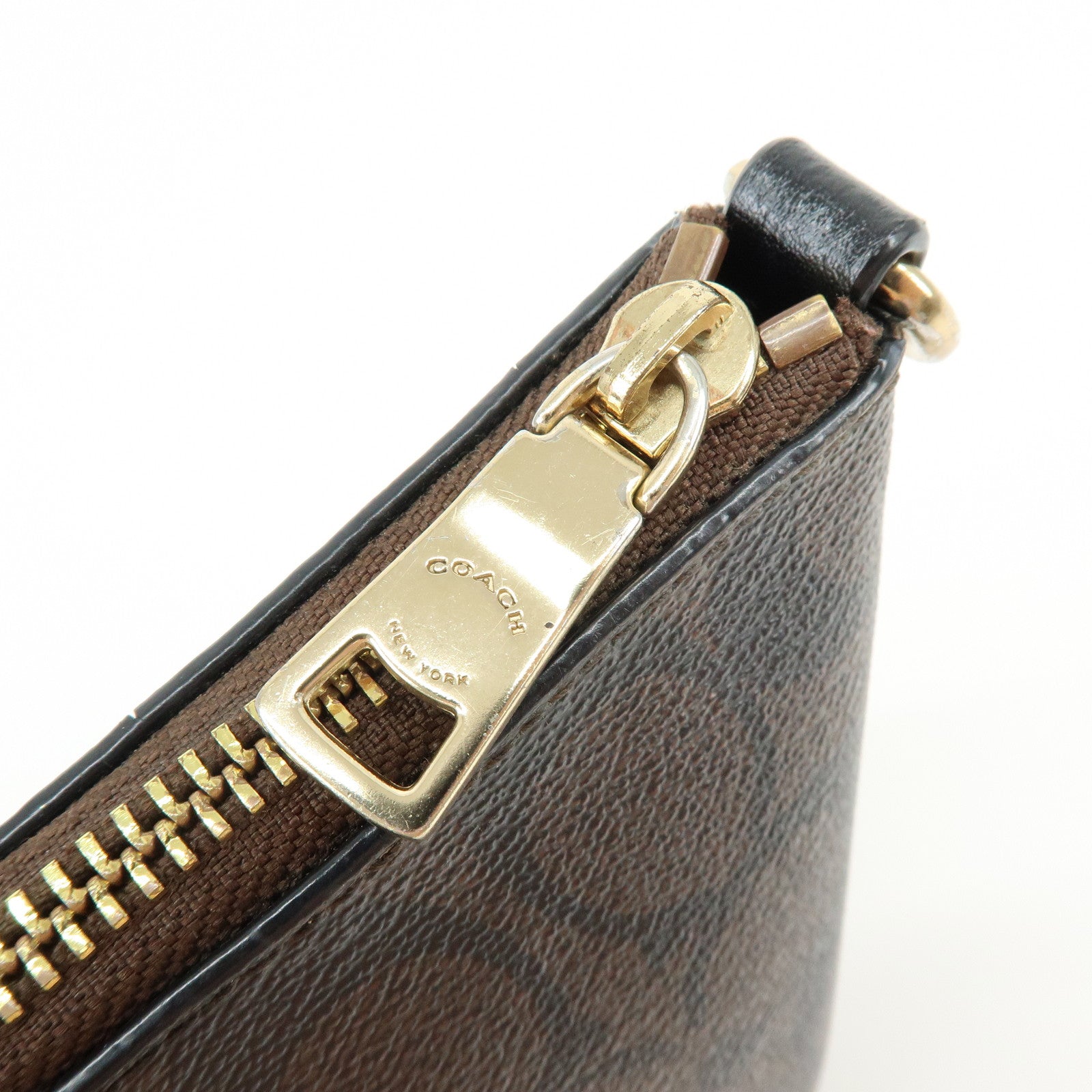 COACH Signature PVC Leather Tote Bag Hand Bag Brown