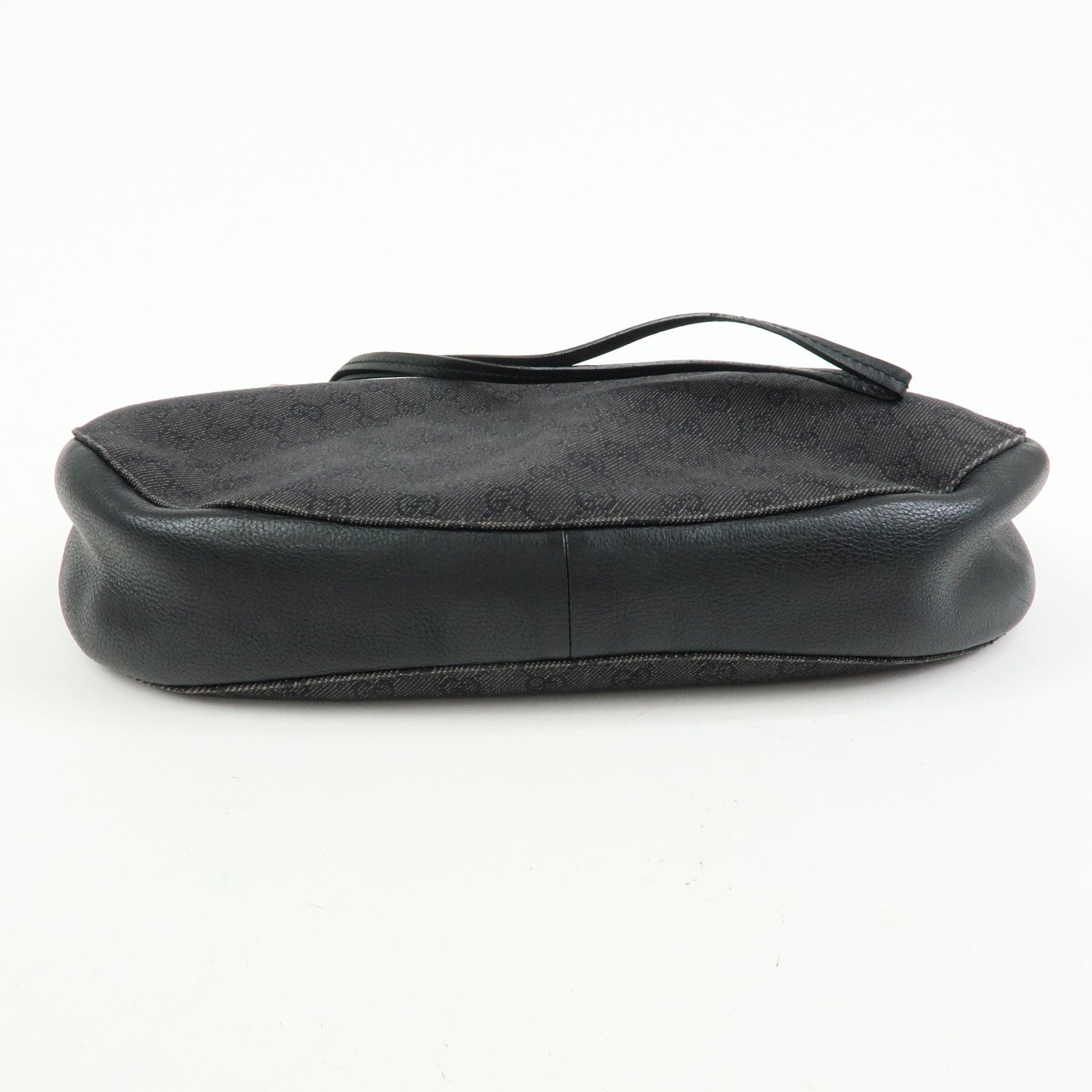 GUCCI GG Canvas Leather Shoulder Bag Hand Bag Black 179777