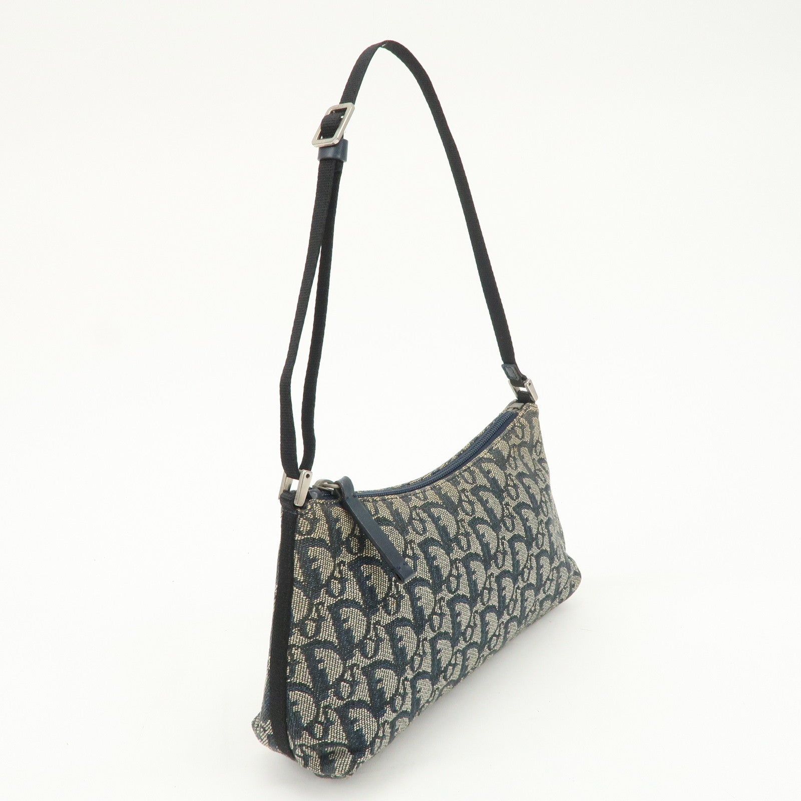 Christian Dior Trotter Canvas Leather Shoulder Bag Hand Bag Navy