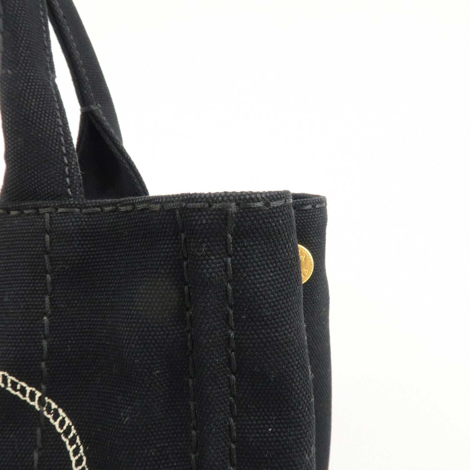 PRADA Canapa Mini Canvas 2Way Bag Hand Bag Shoulder Bag Black 1BG439 Used