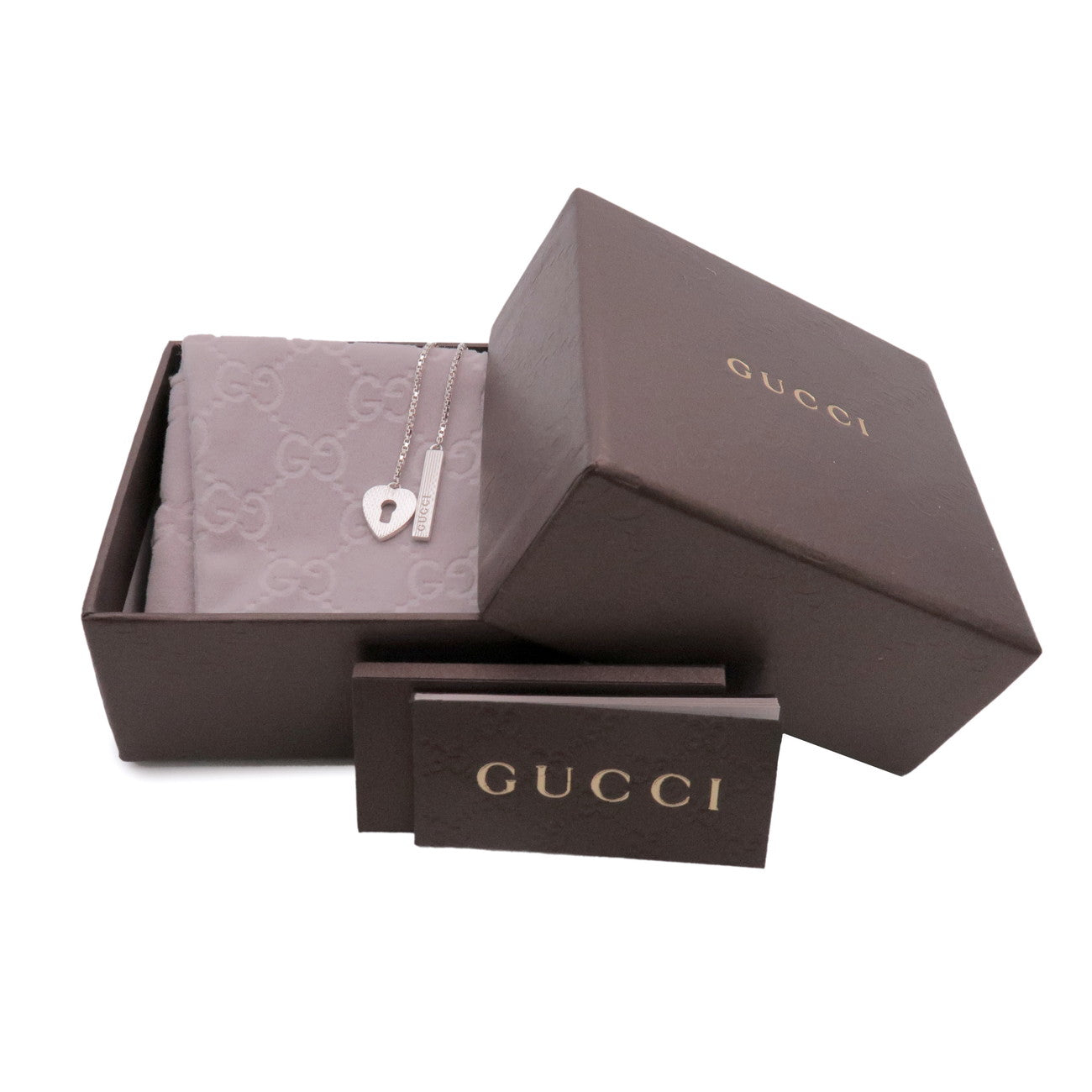 GUCCI Heart Lock Lariat Necklace SV925 Silver