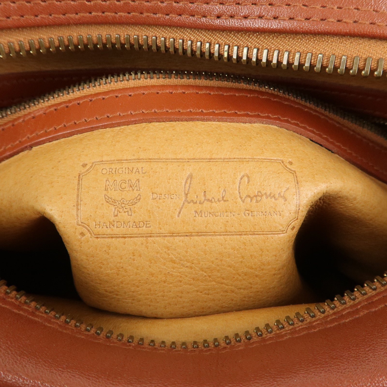 MCM Visetos Leather Shoulder Bag Crossbody Bag Brown