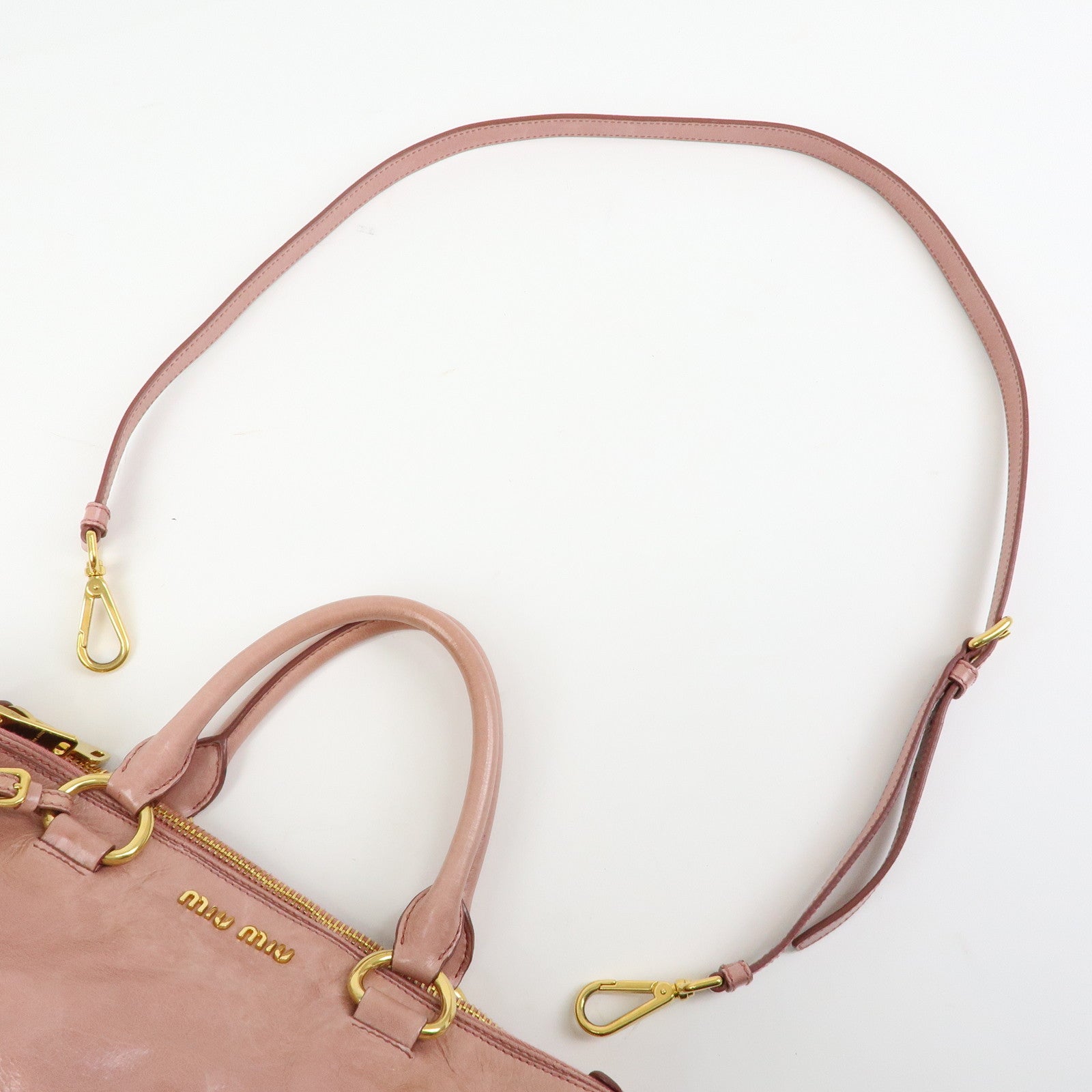 MIU MIU Vitello Shine Leather 2Way Bag Shoulder Bag Pink RN1091