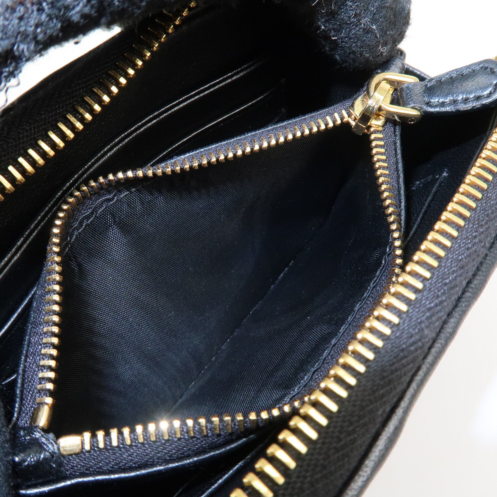 PRADA Nappa Leather Round Zippy Compact Wallet Black 1ML157 Used