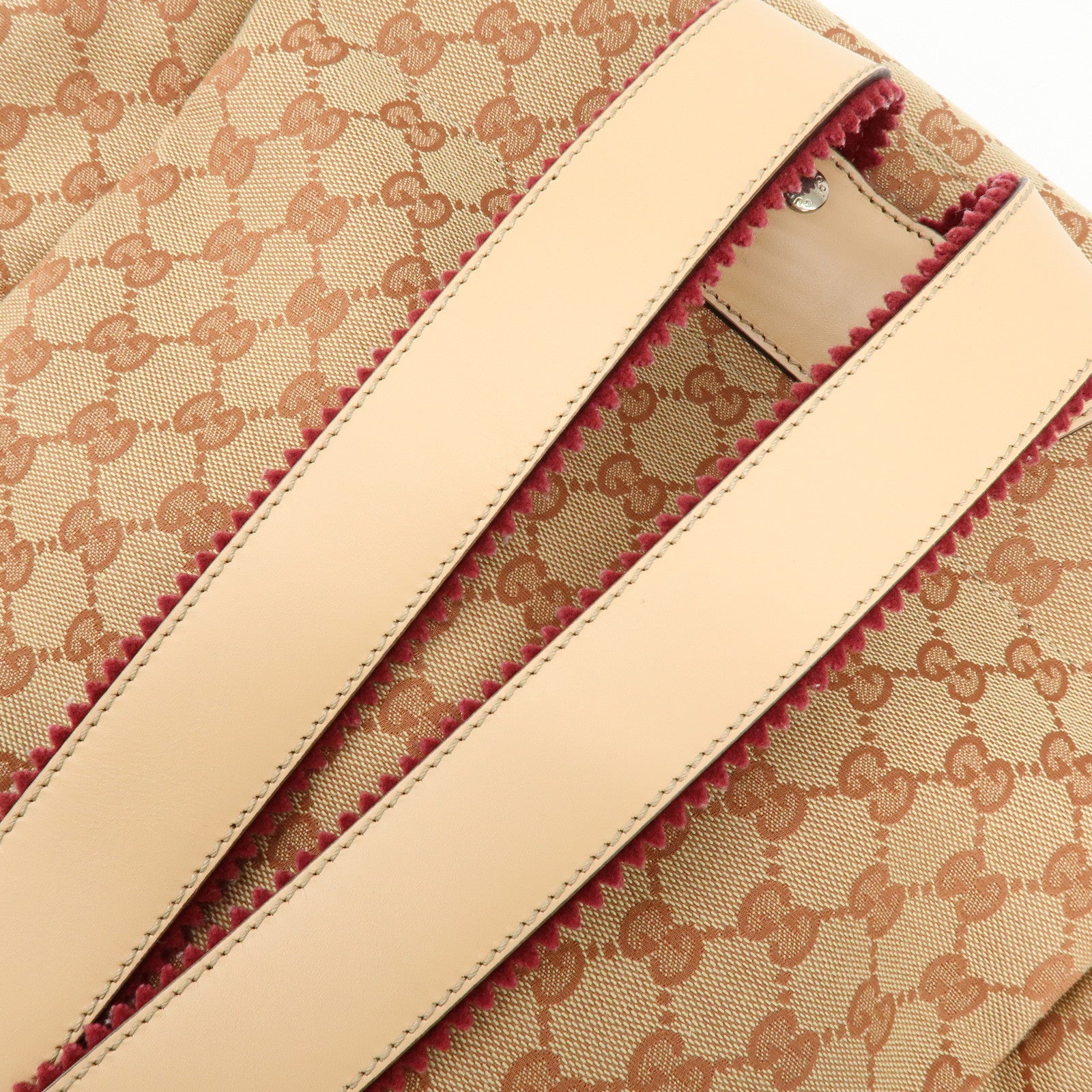 GUCCI GG Canvas Leather Sciroppo Patch Backpack Beige Brown 580811