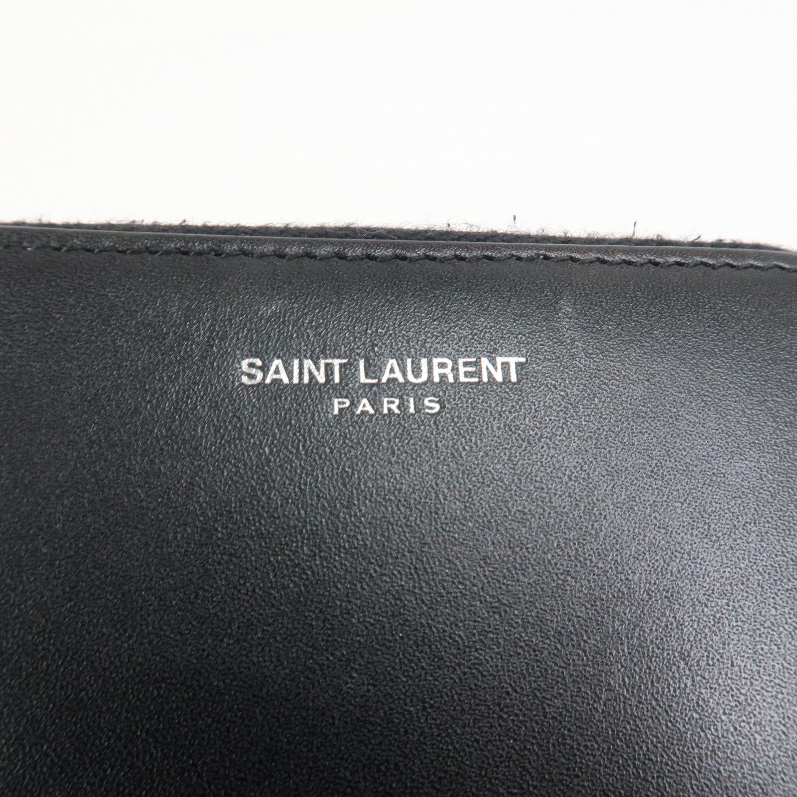 SAINT LAURENT PARIS Leather Coin Case Coin Wallet Black 506522