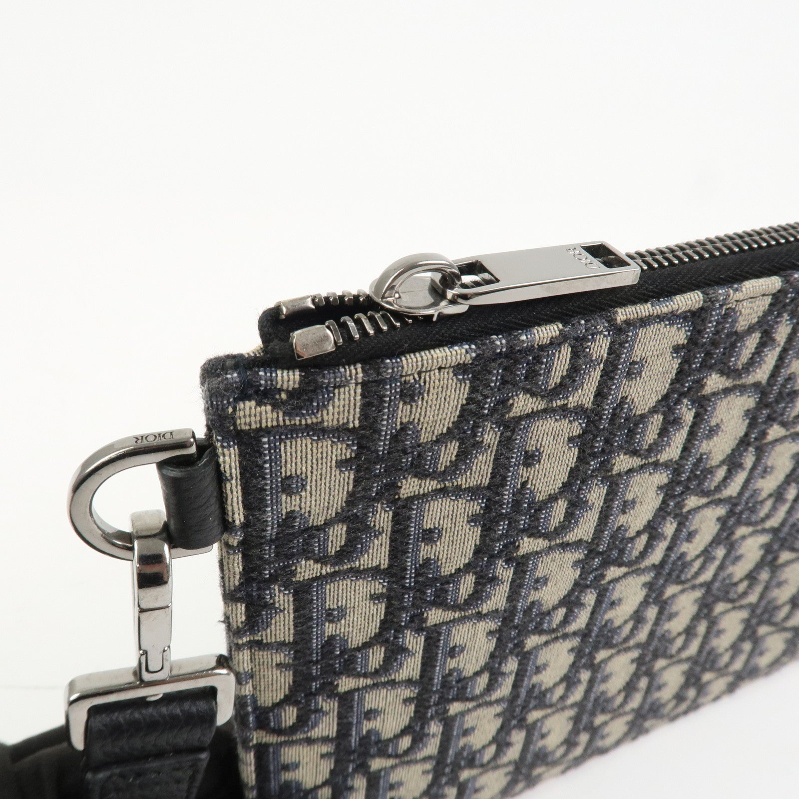 Christian Dior Oblique Canvas Clutch Bag Pouch Navy
