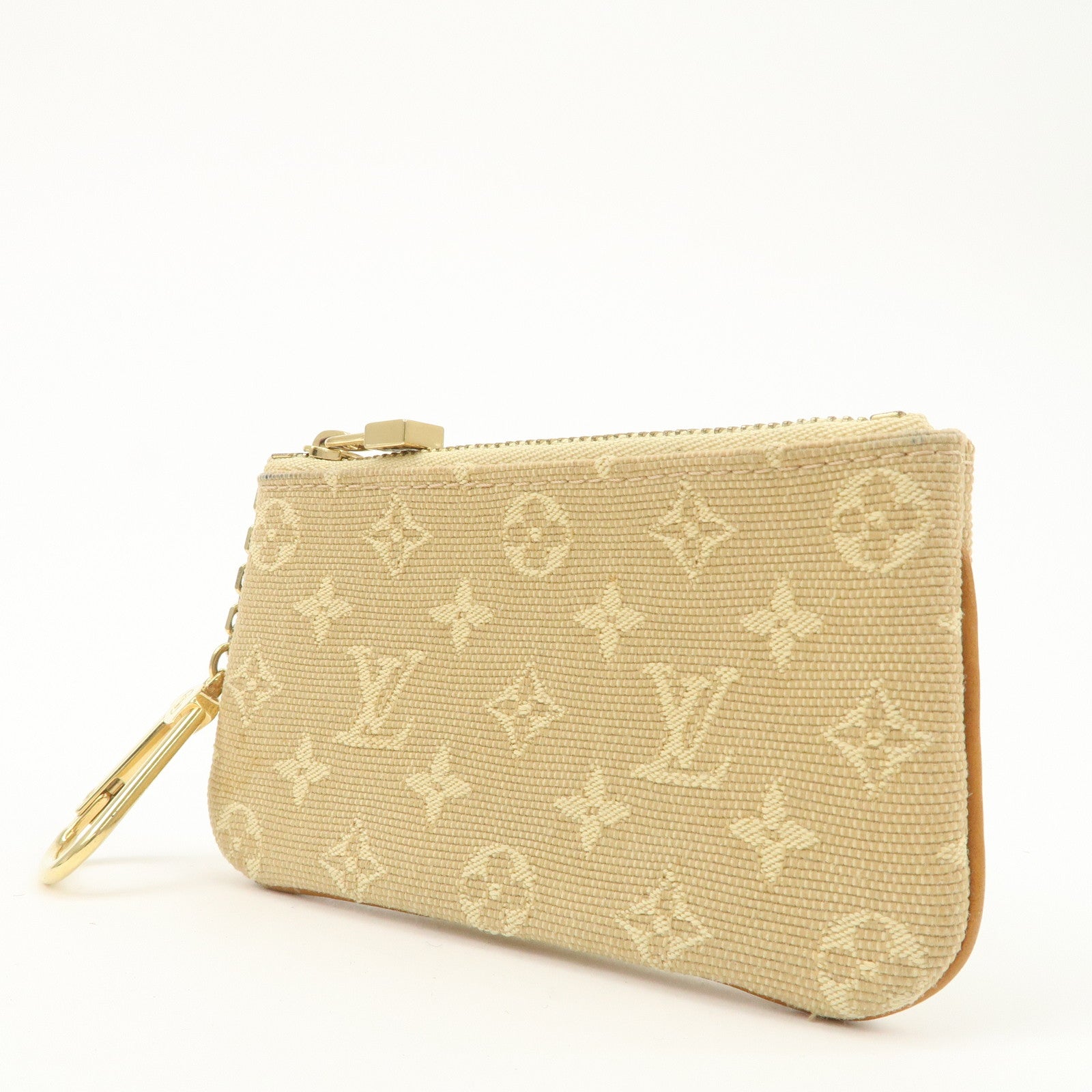 Louis Vuitton Monogram Mini Lin Pochette Cles Coin Case Beige M92438 Used