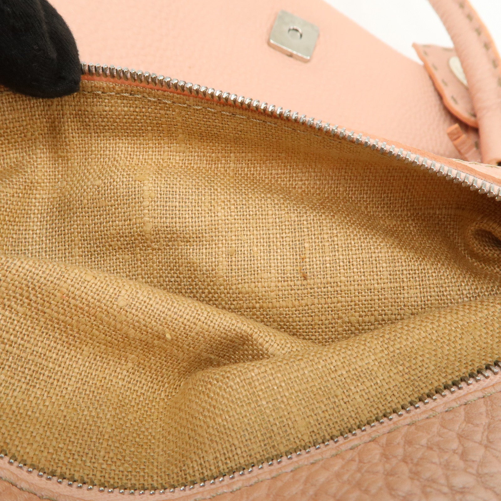 FENDI Seleria Linda Leather Shoulder Bag Hand Bag Pink 8BR442