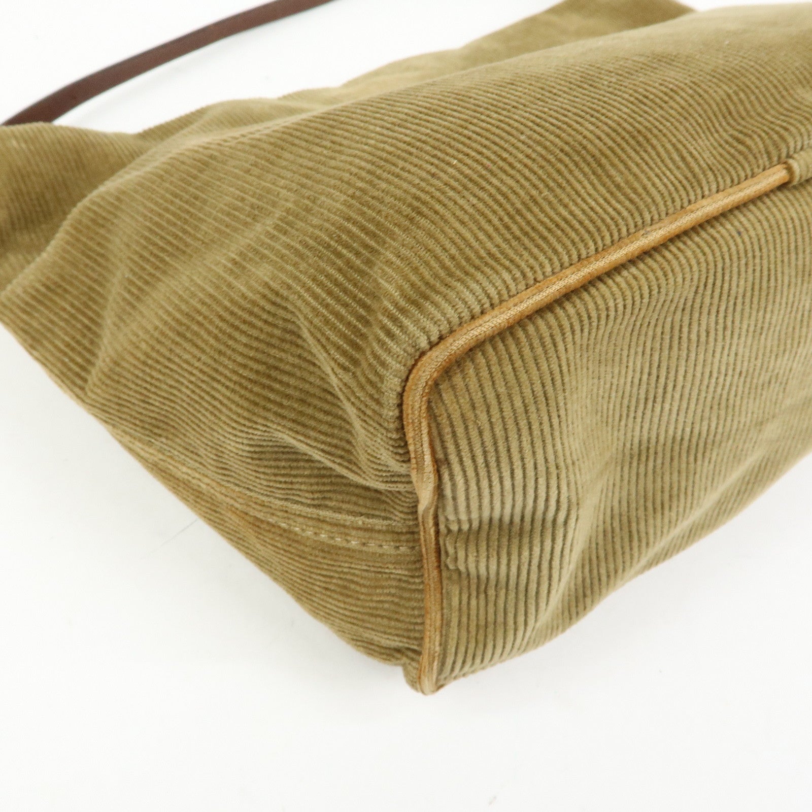 FENDI Corduroy Leather Mini Hand Bag Light Brown 26637