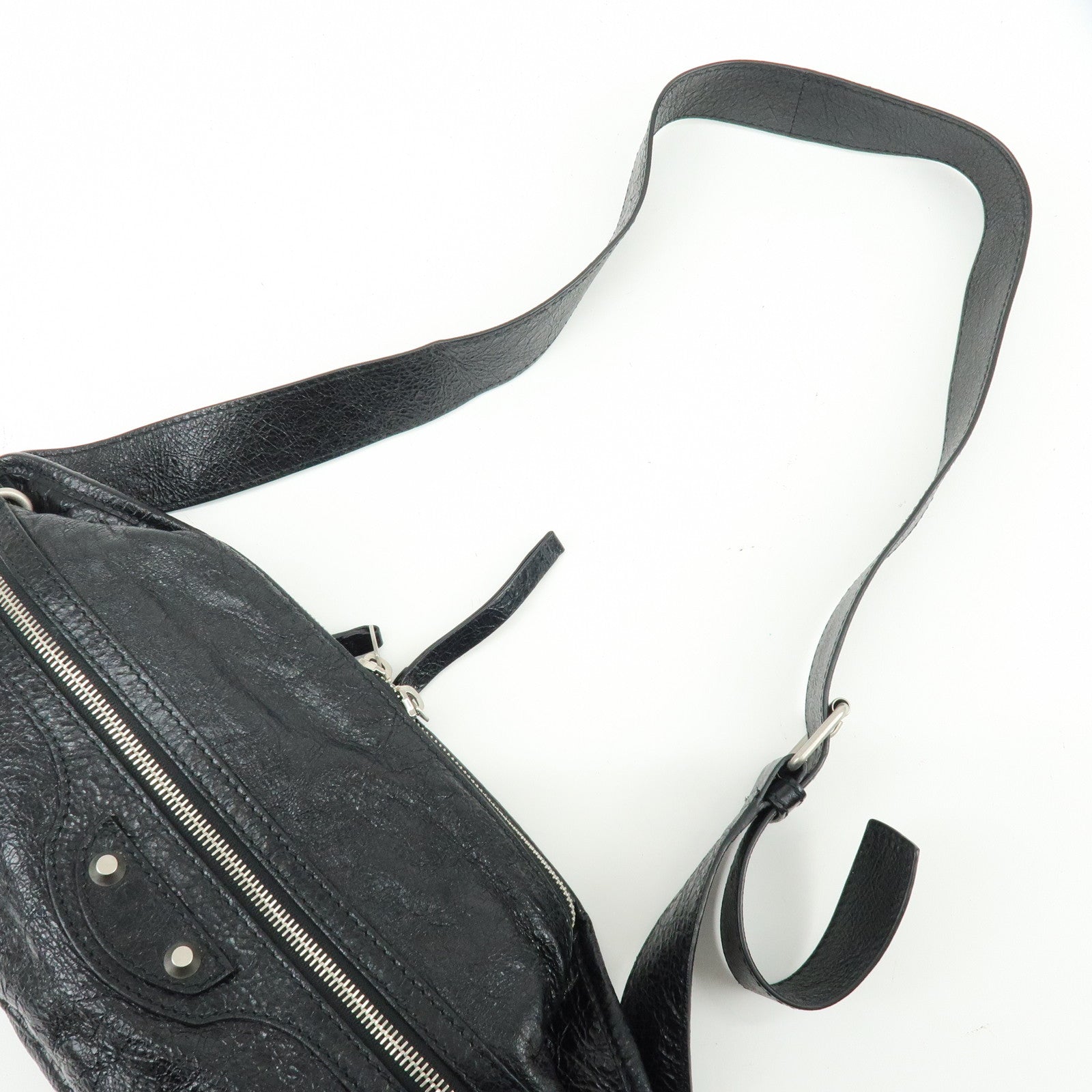 BALENCIAGA Neo Lift Leather Waist Bag Body Bag Black 542013