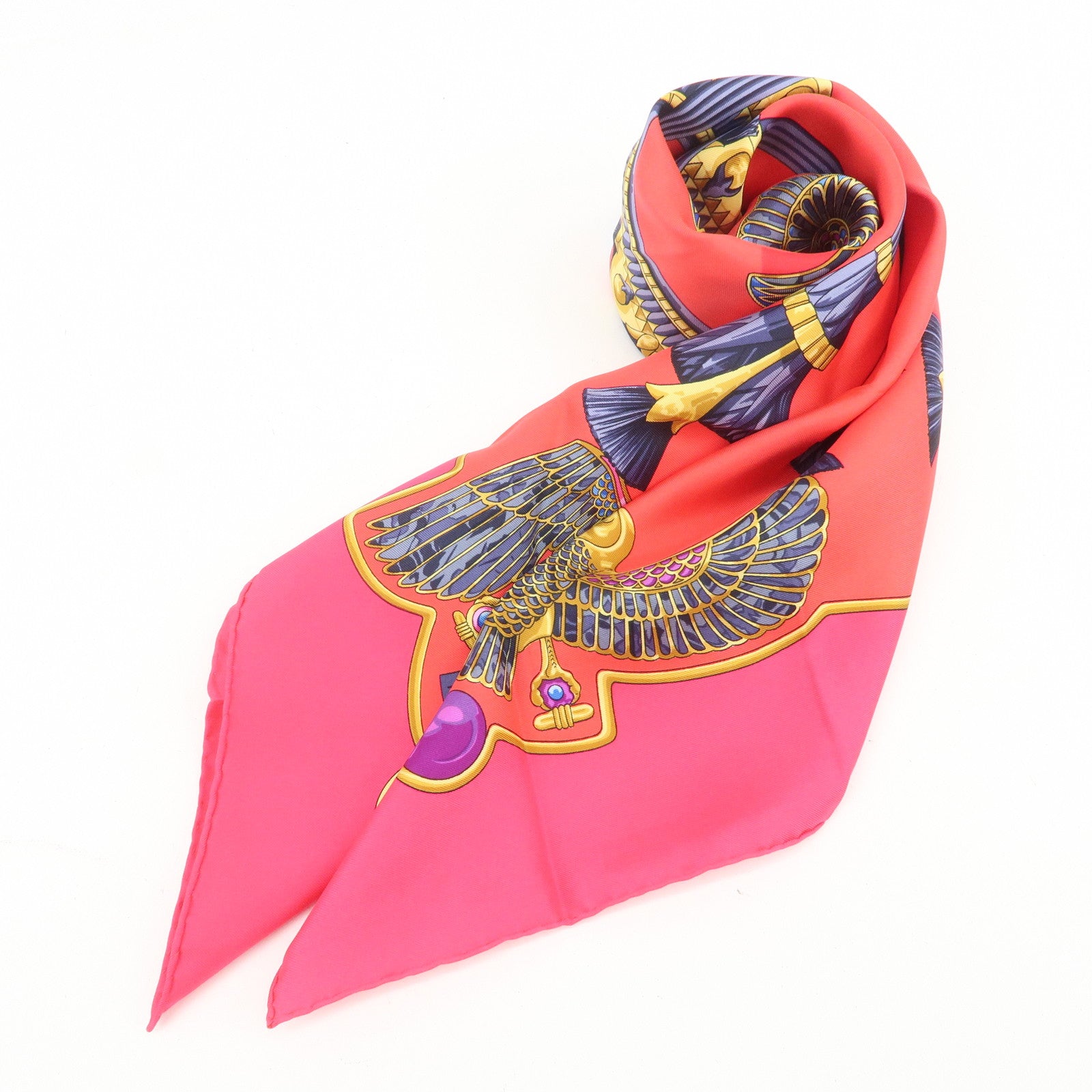 HERMES Carre 90 Silk 100% Caty Scarf Pink Multi Color