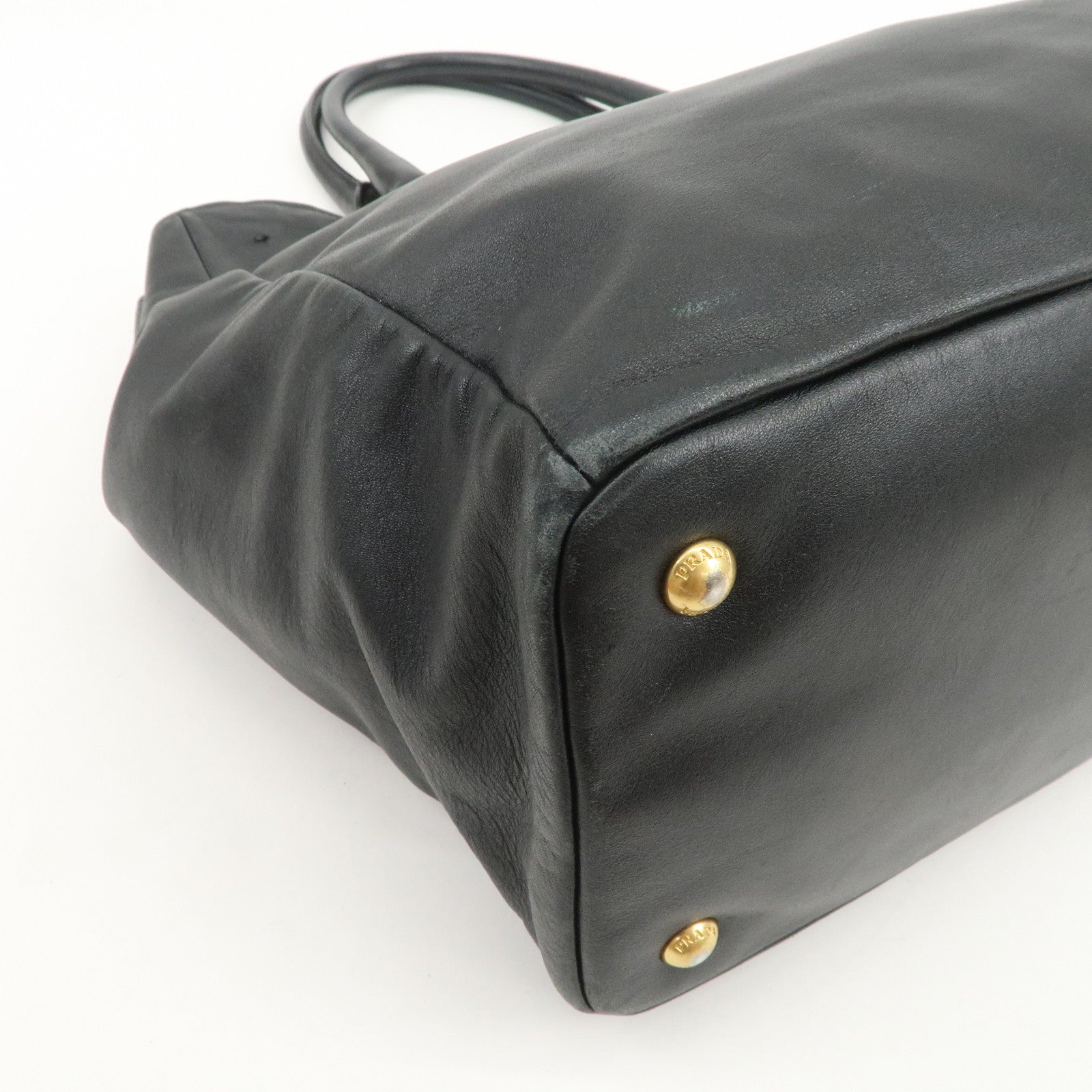 PRADA Logo Leather 2Way Hand Bag Tote Bag Shoulder Bag Black BN2151