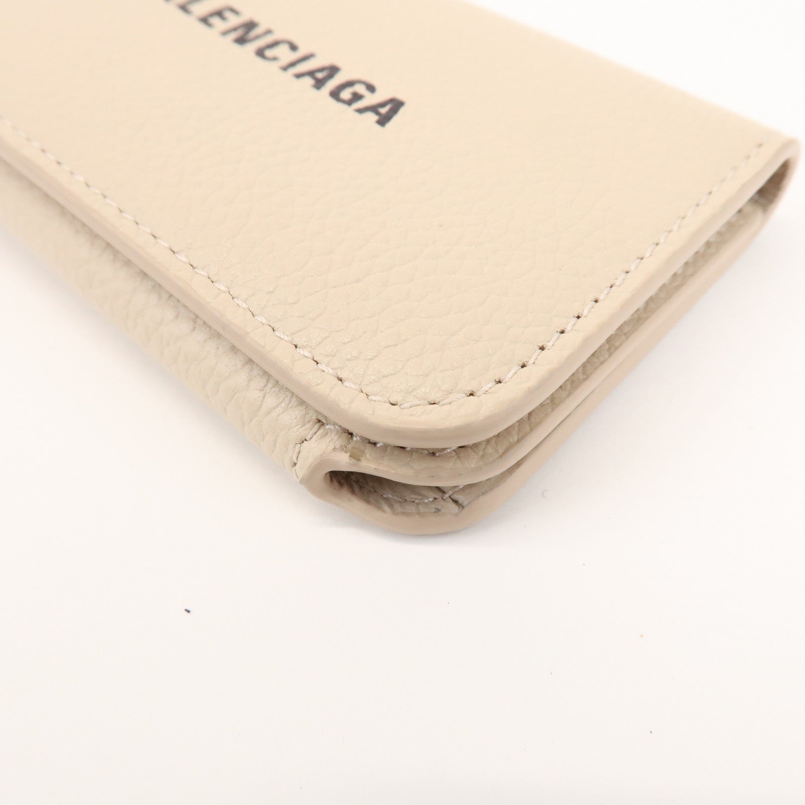 BALENCIAGA CASH Leather 6 Rings Key Case Key Holder Beige