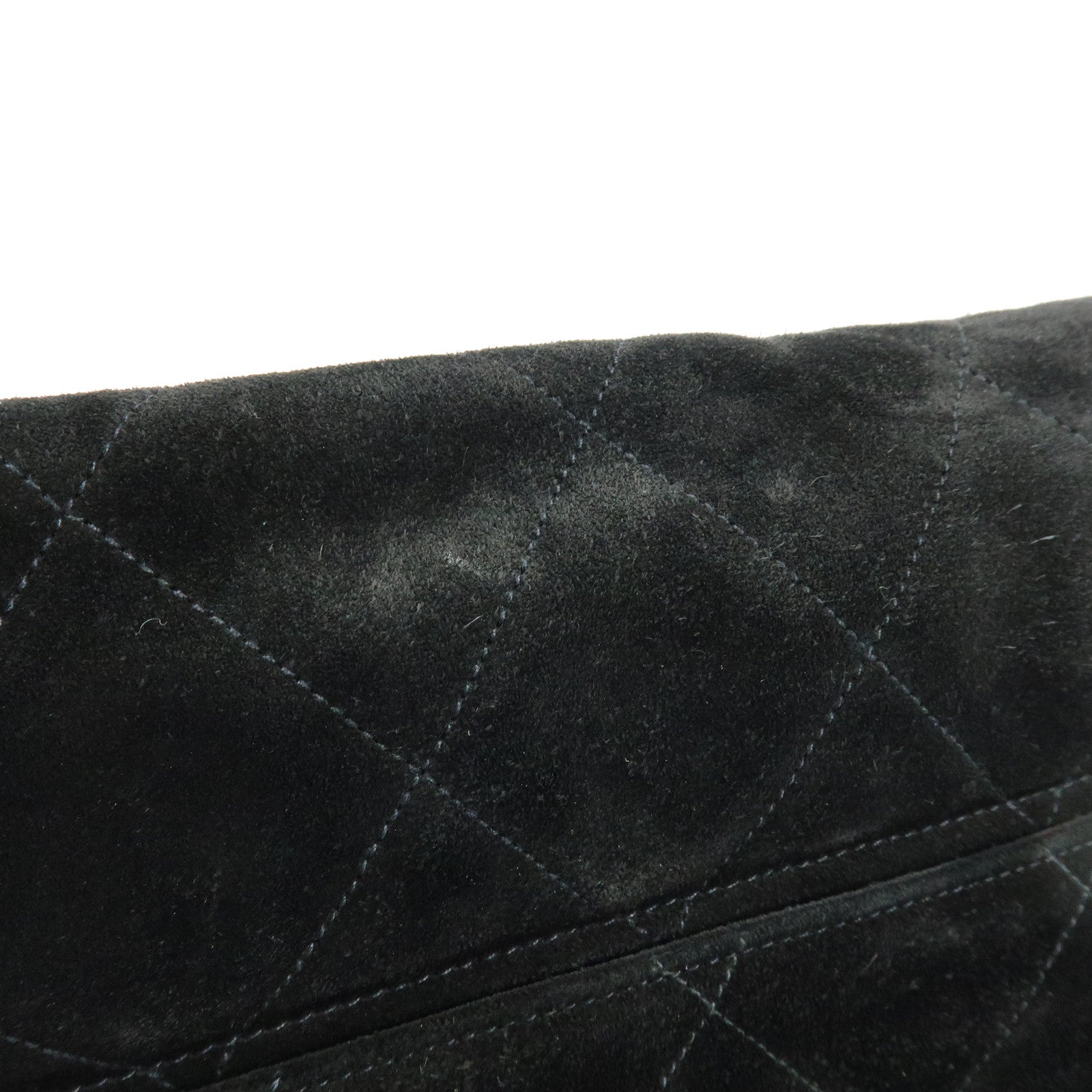 CHANEL Matelasse COCO Mark Suede Lamb Skin Shoulder Bag Black