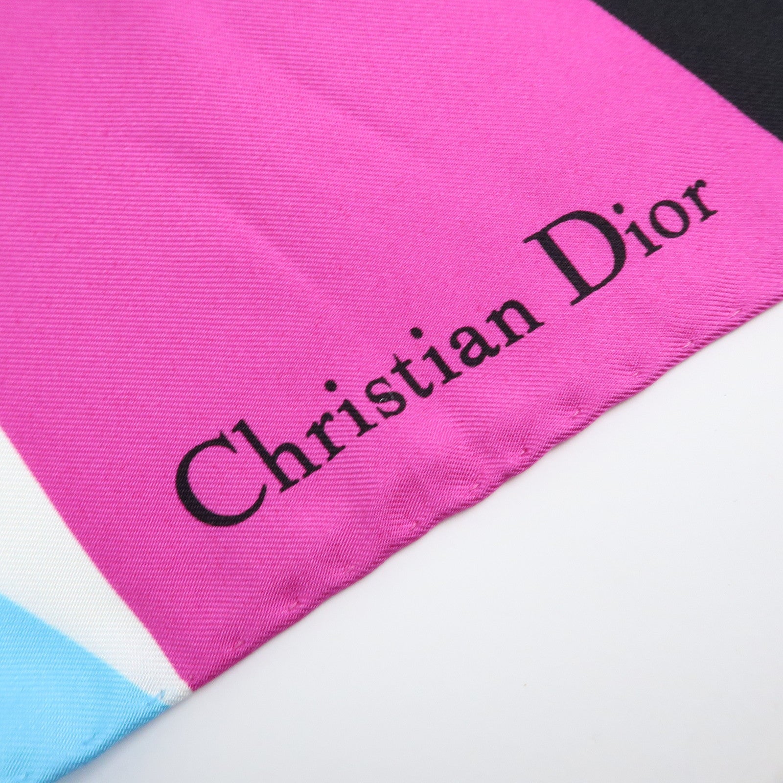 Christian Dior Silk 100% Zebra Scarf Shawl Light Blue Pink