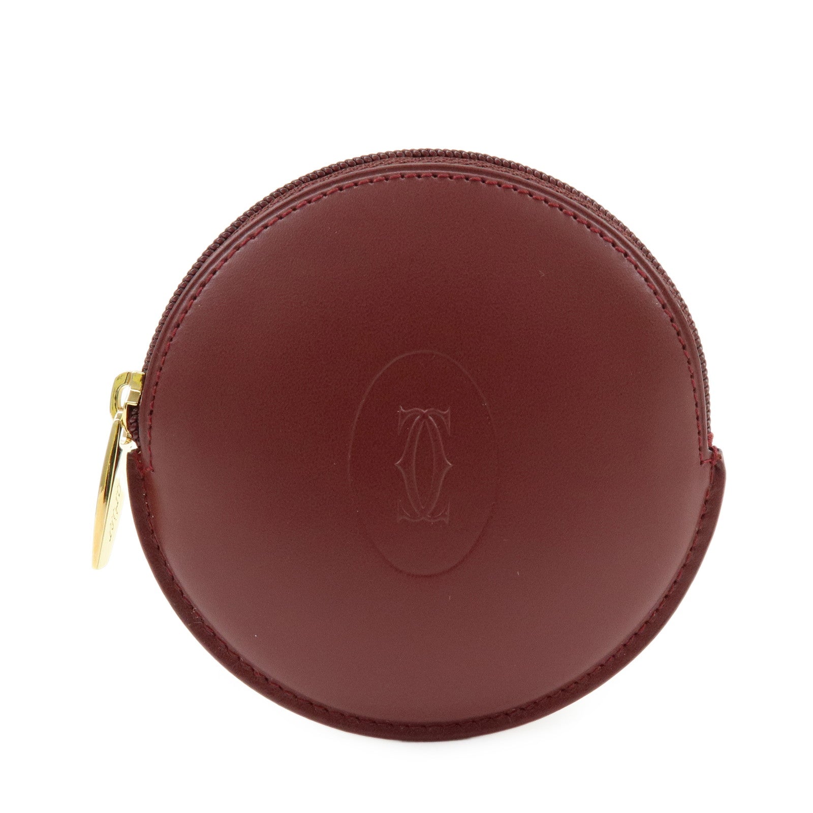 Cartier Must de Cartier Calf Skin Leather Coin Case Bordeaux