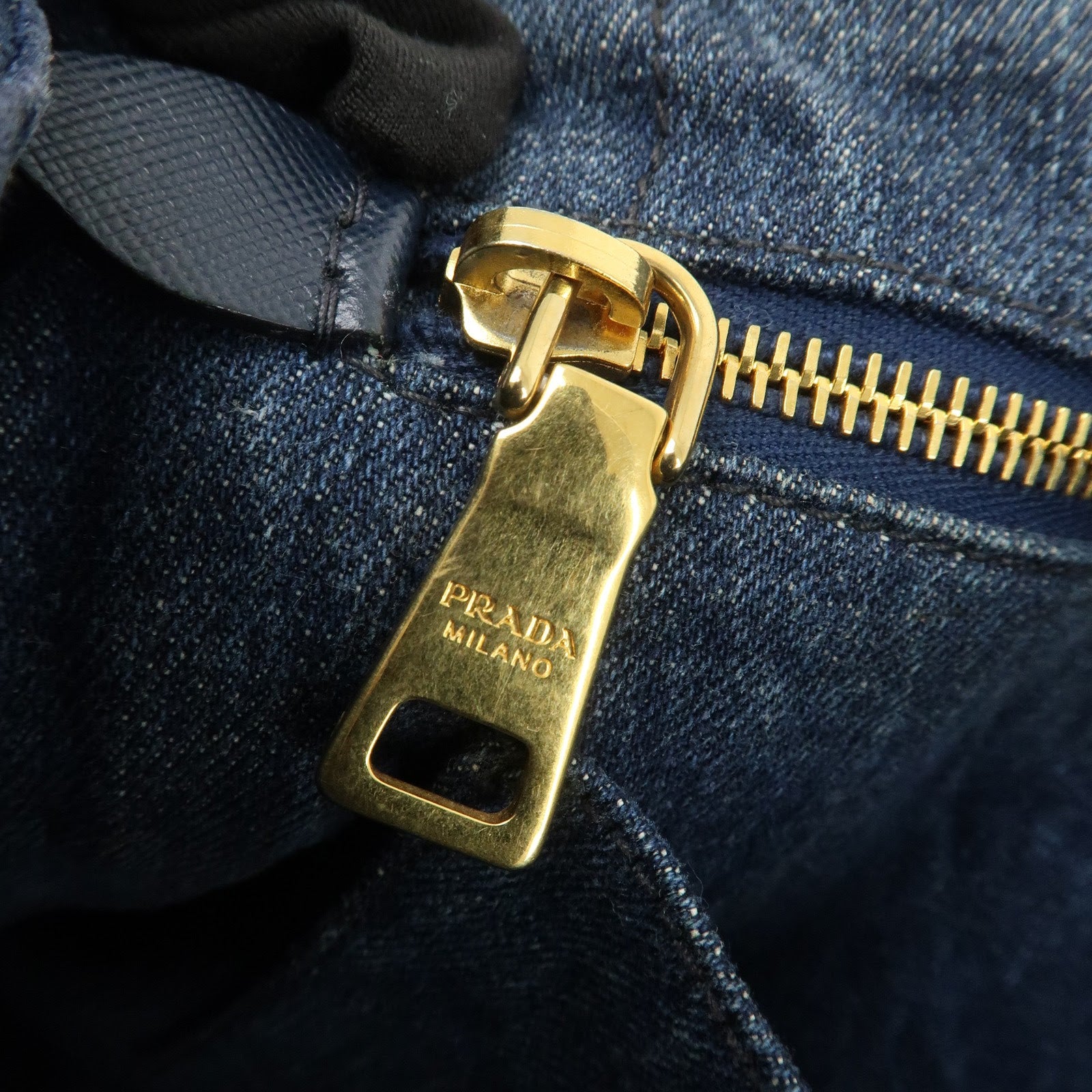 PRADA Denim Canapa Mini 2Way Tote Bag Shoulder Bag Blue 1BG439 Used