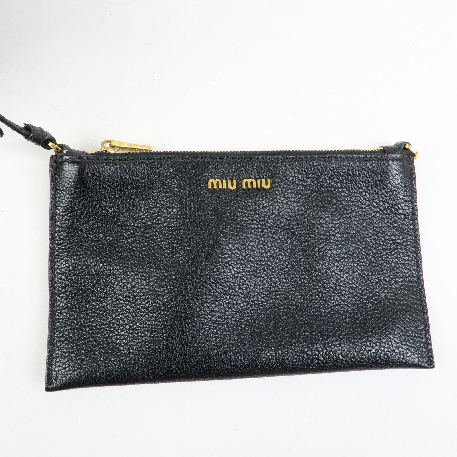 MIU MIU Madras Leather Tote Bag Hand Bag Shoulder Bag Black 5BG025