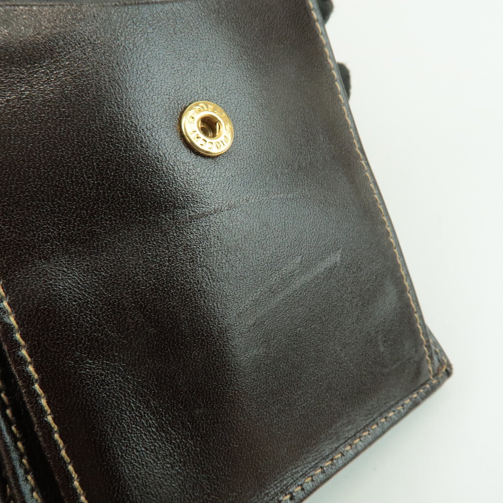 FENDI Zucca Leather Canvas Bi-fold Wallet Black Brown 01445 Used