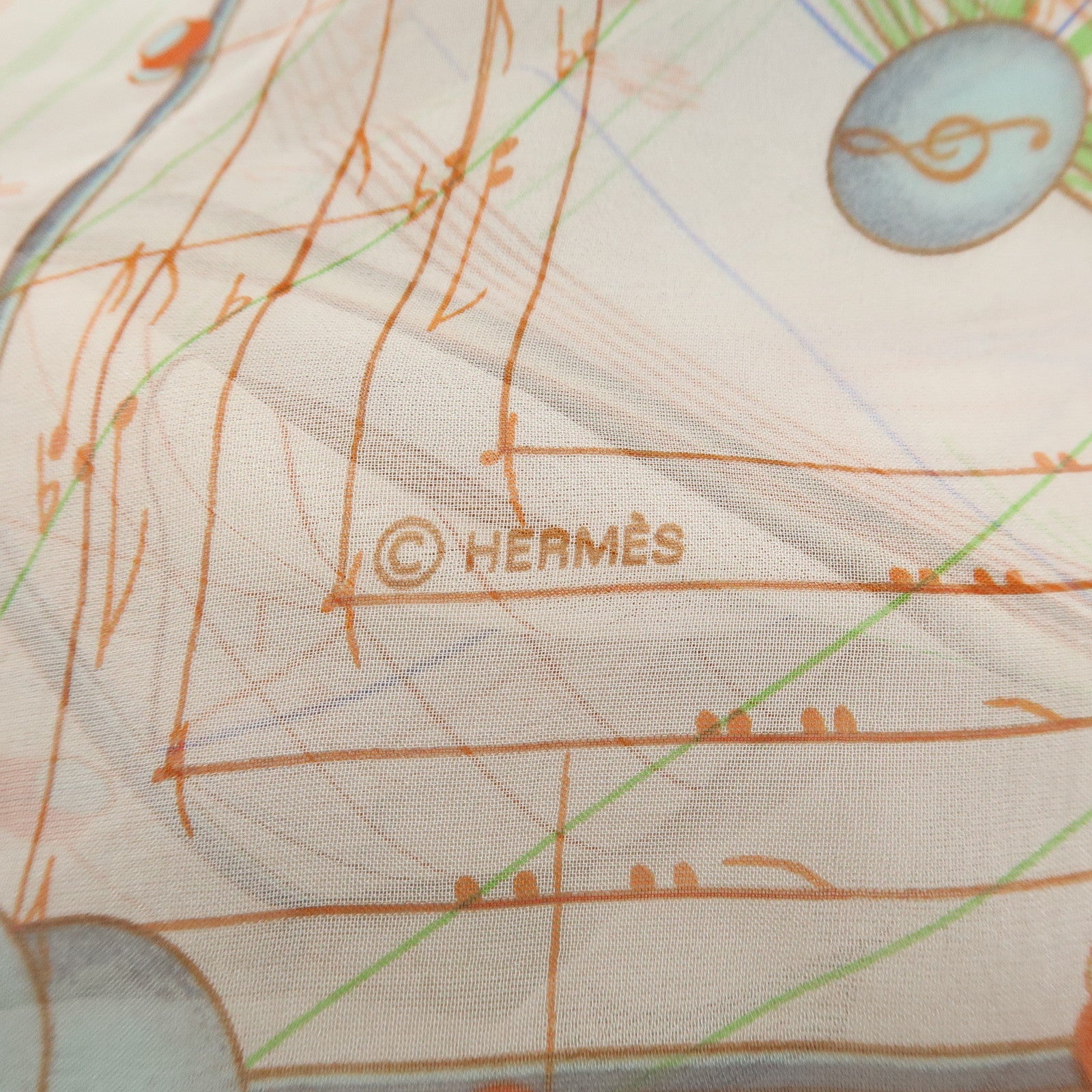 HERMES Carre 90 Silk 100% La Musique des Spheres Scarf Ivory