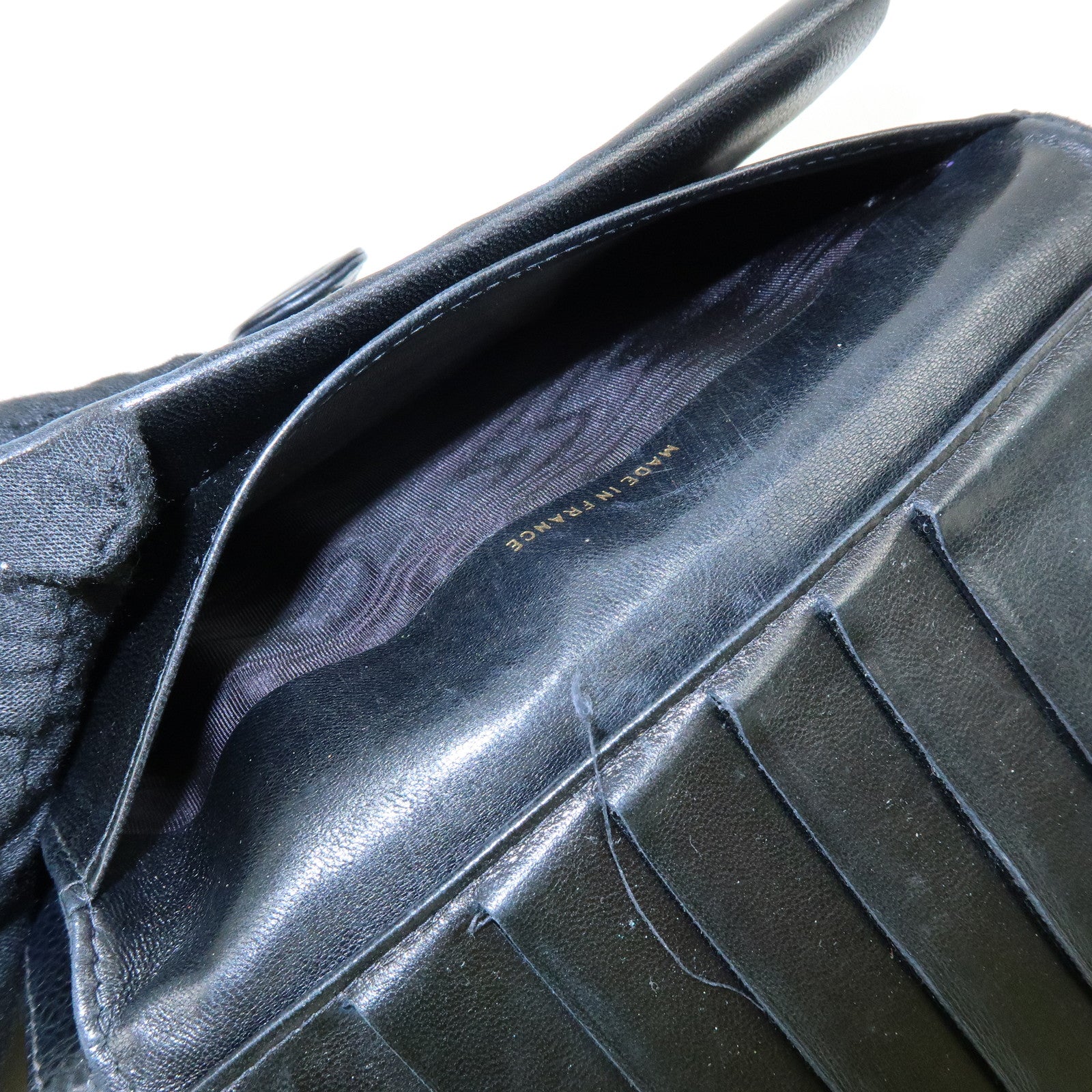 CHANEL COCO Mark Cavierskin Long Wallet Black