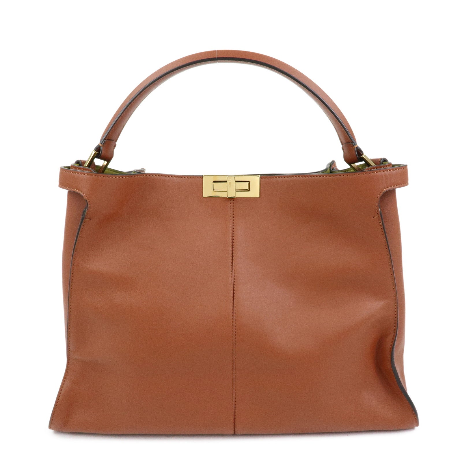 FENDI Peekaboo X‑Lite Leather Shoulder Bag Hand Bag Brown 8BN304