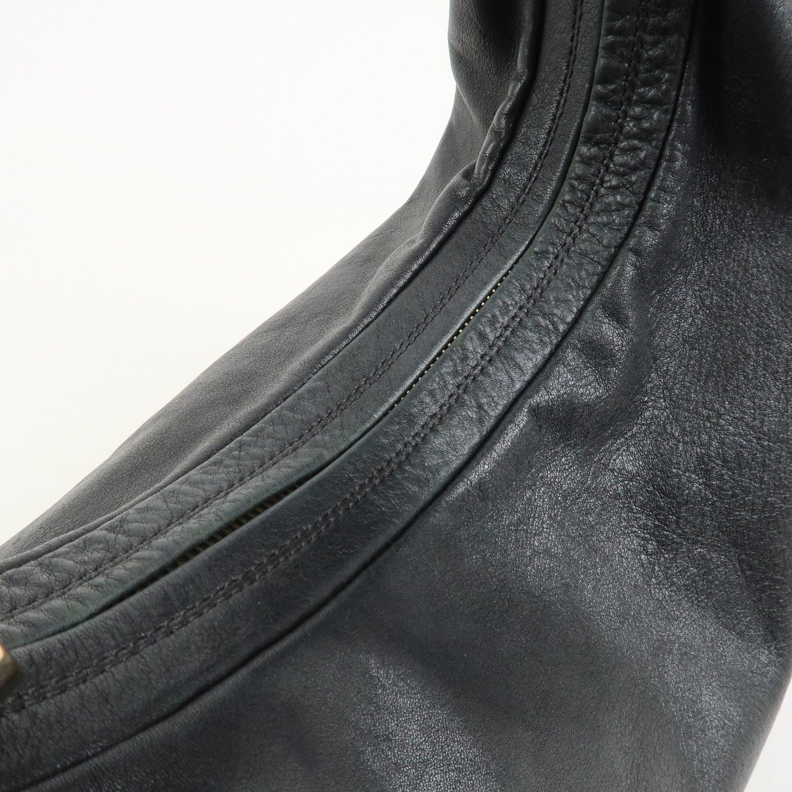 FENDI Leather Shoulder Bag Hand Bag Black 8BR340