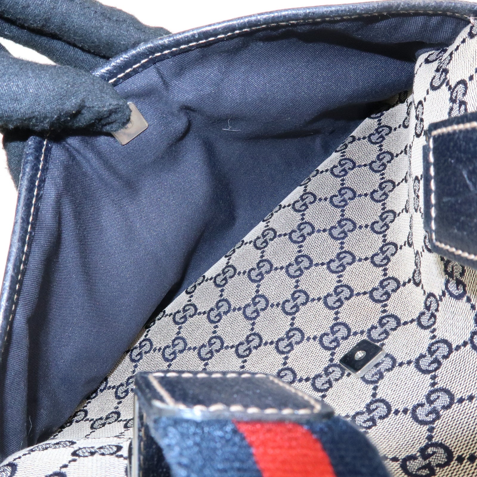 GUCCI Sherry Horsebit GG Canvas Leather Tote Bag Hand Bag 145810