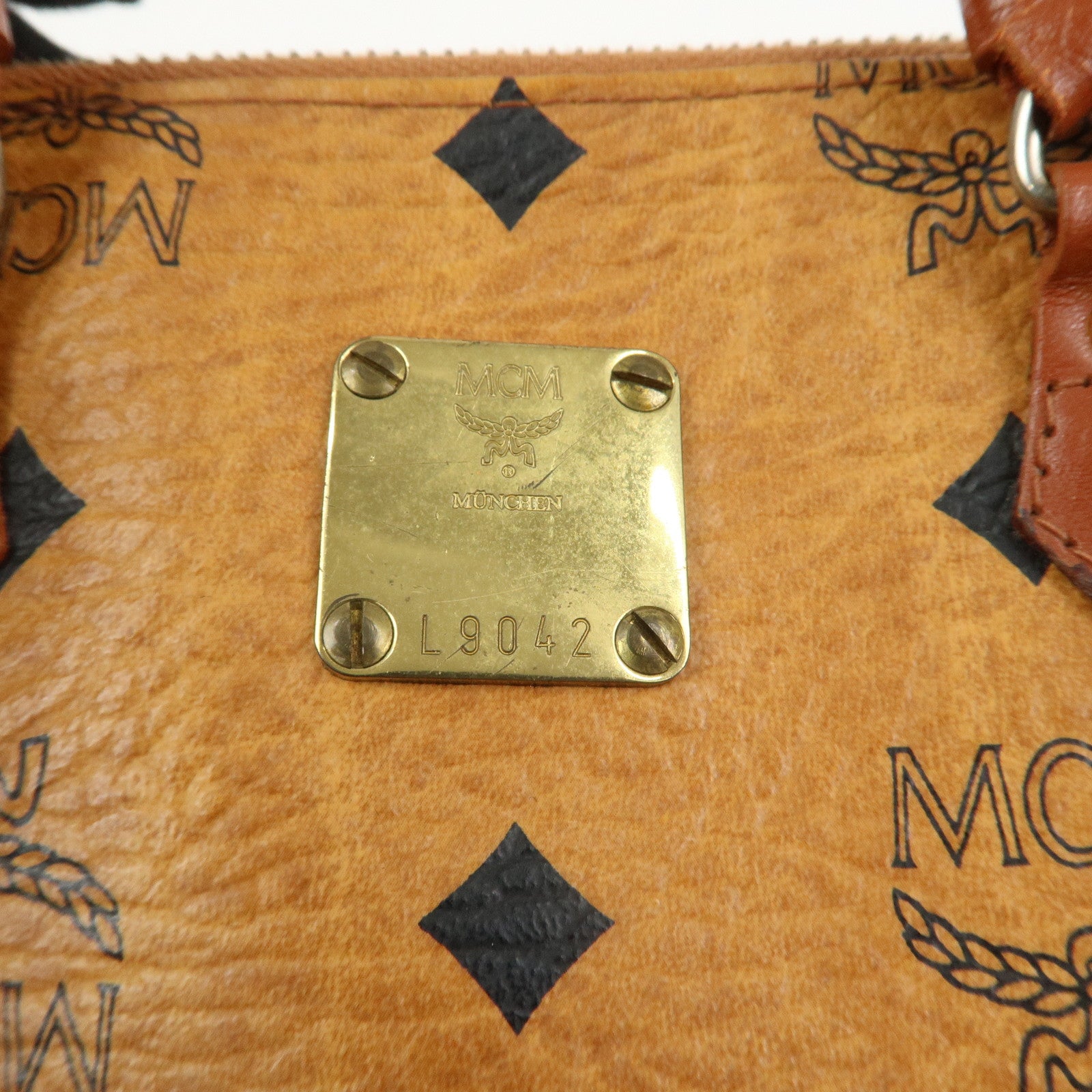 MCM Visetos Leather 2Way Mini Boston Hand Shoulder Crossbody Bag