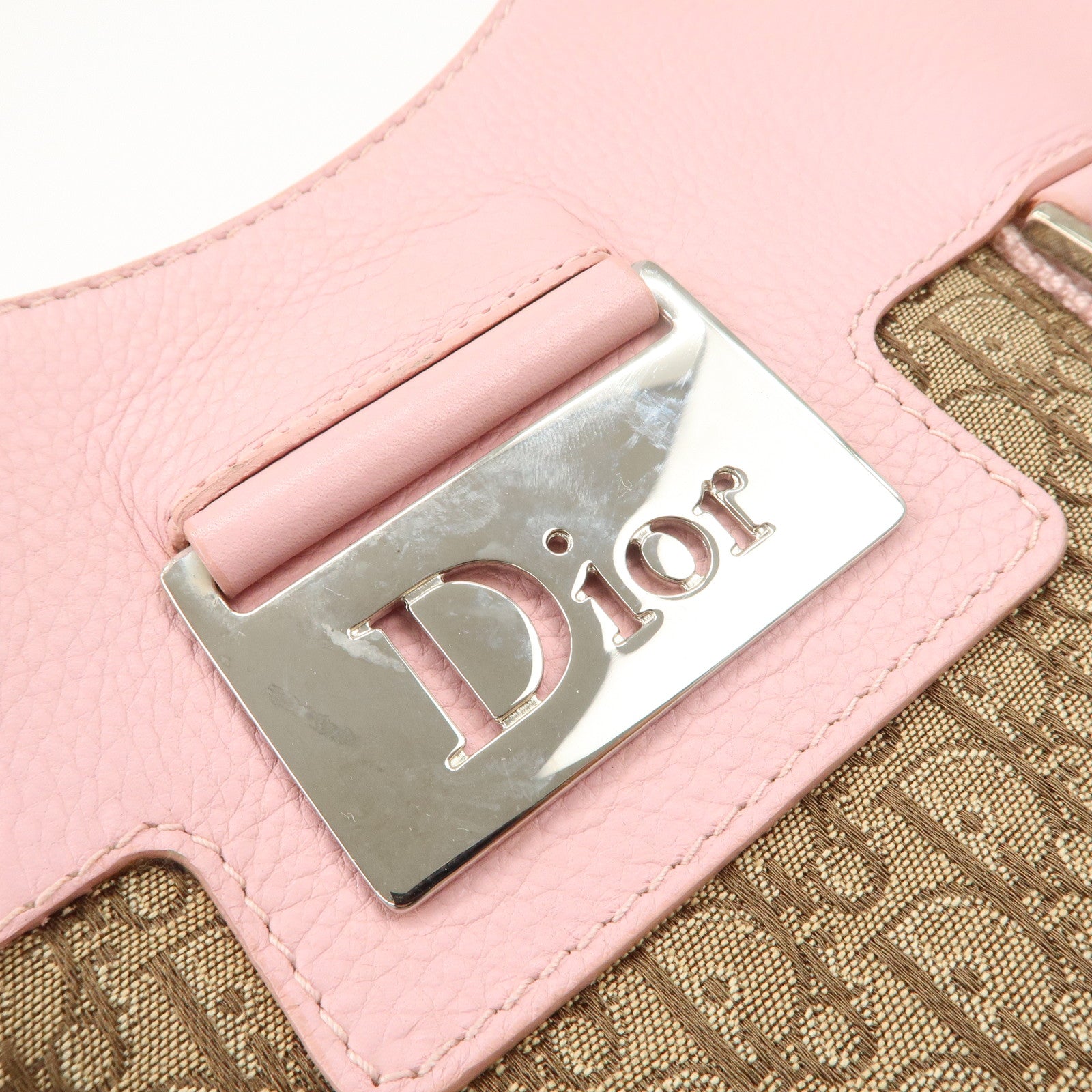 Christian Dior Trotter Street Chic Canvas Tote Bag Beige Pink