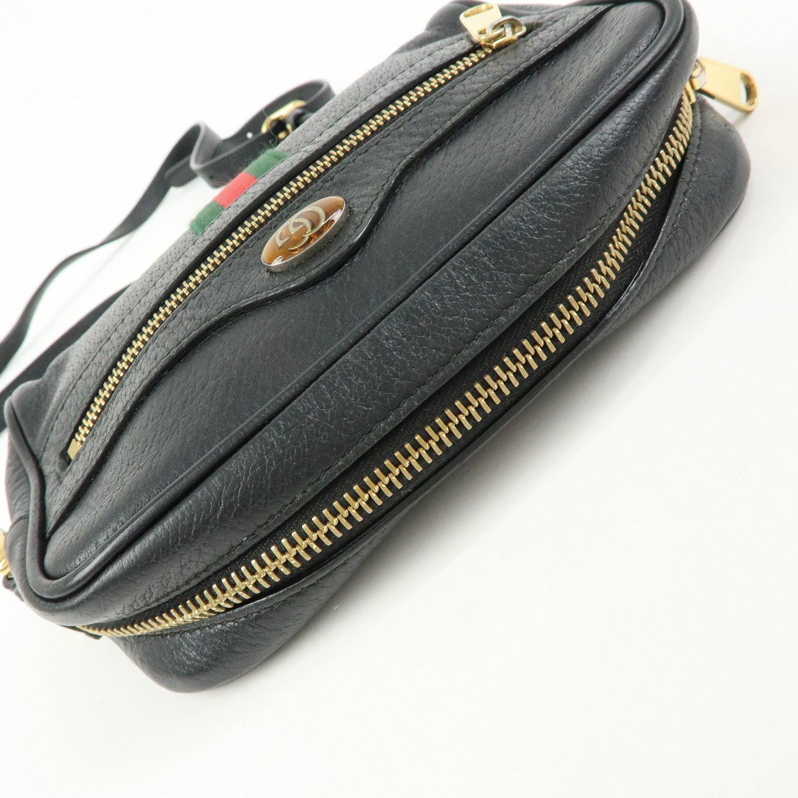 GUCCI Sherry Ophidia Leather Shoulder Crossbody Bag Black 517350