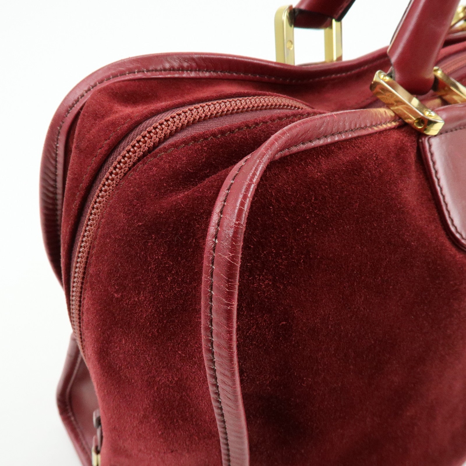 Loewe Anagram Amazona 40 Suede Leather Hand Bag Red Brown